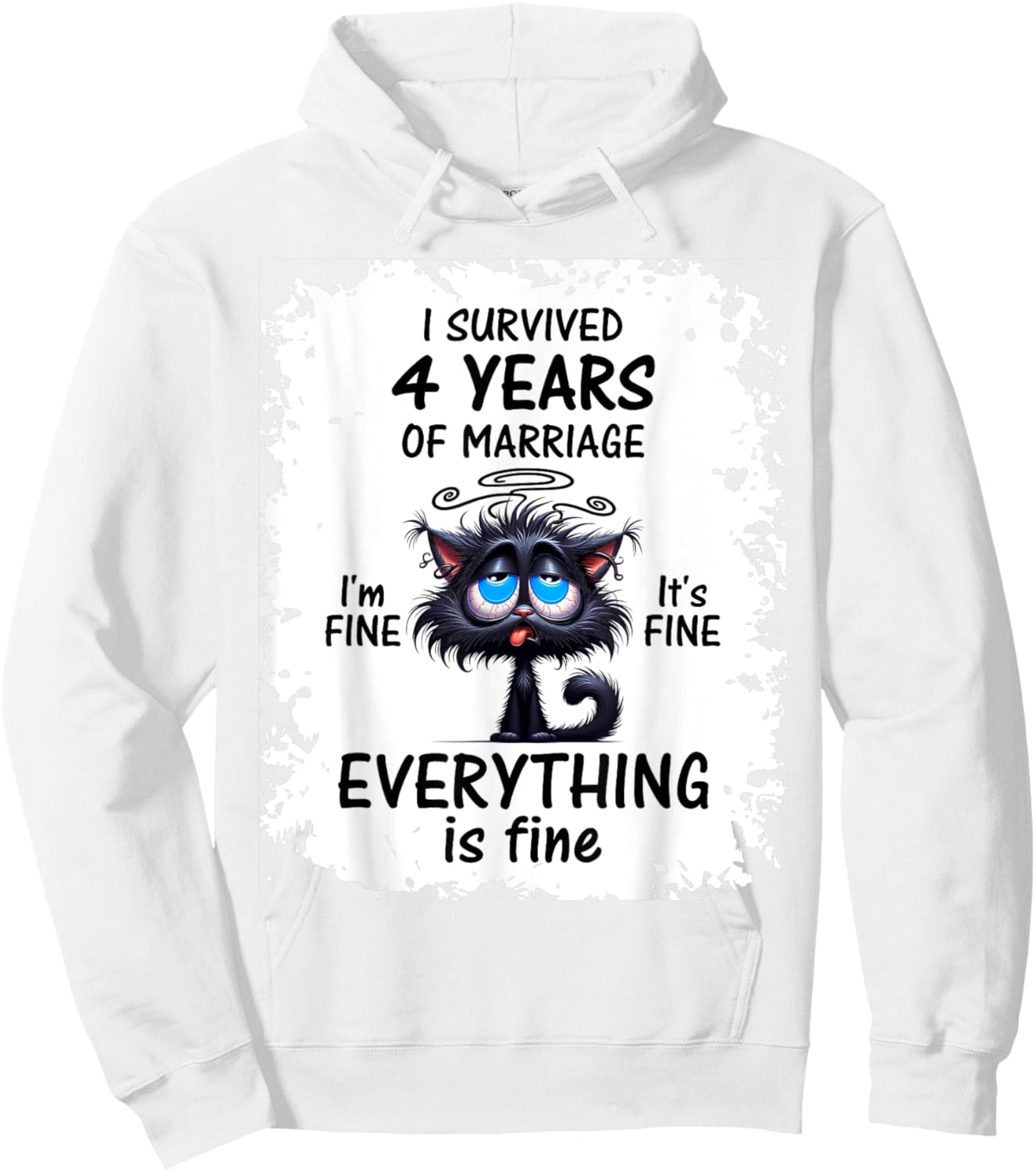 Linen Wedding I Survived 4 Years Of Marriage Hoodie - Hoodie | White
