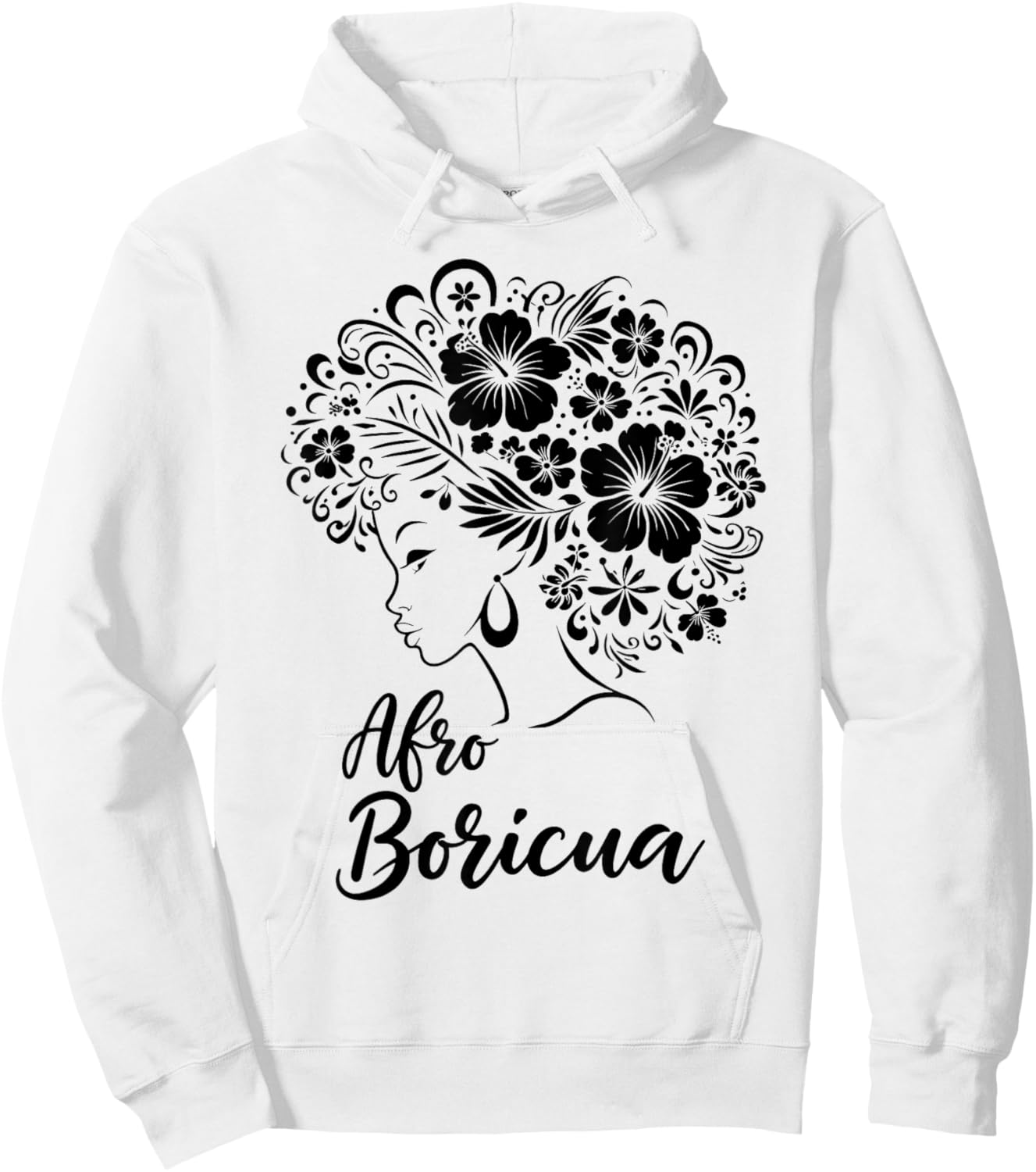 Afro Boricua Puerto Rican Pride Cute Latina Floral Hair Hoodie - Hoodie | White