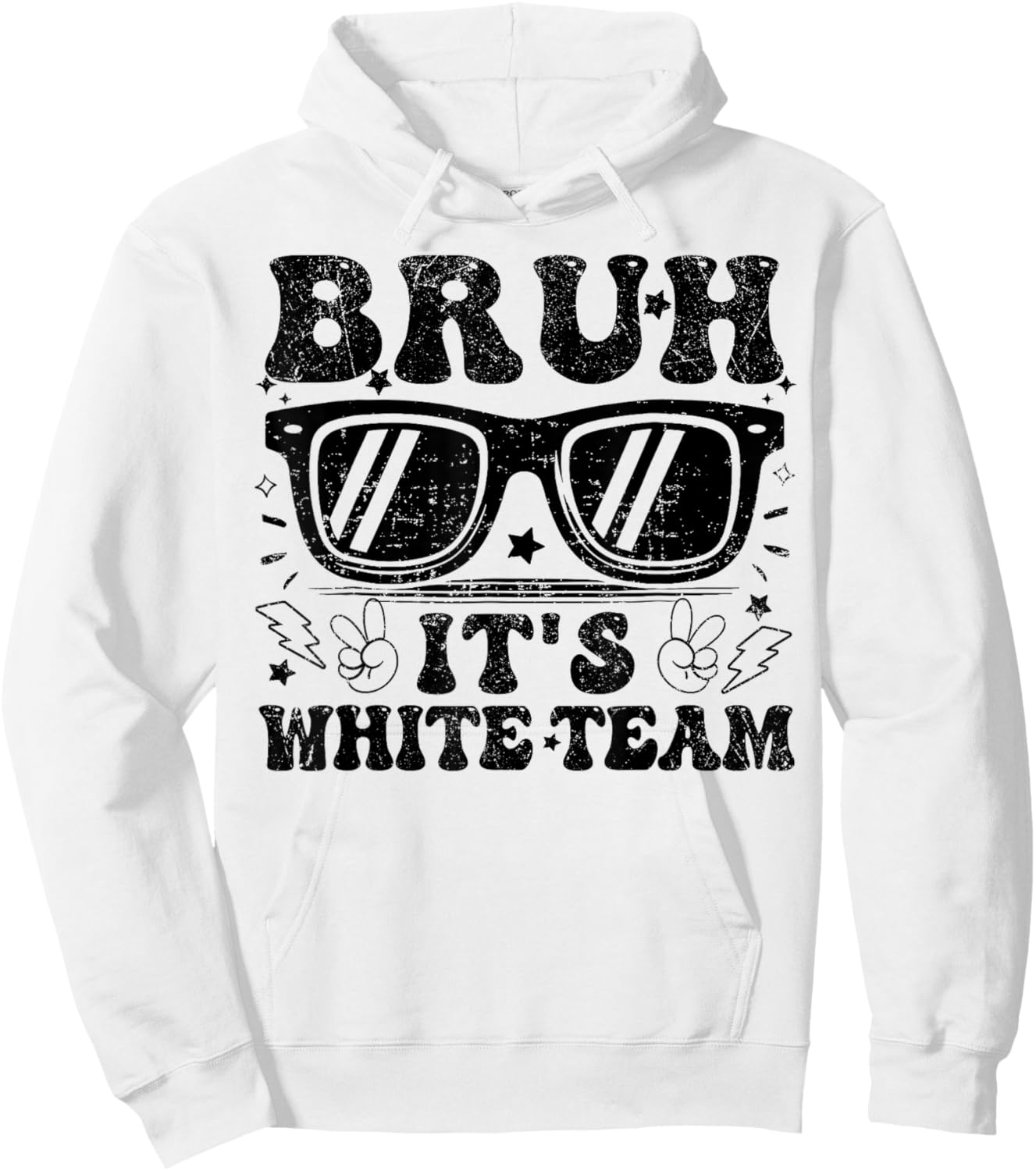 Field Day Bruh It's White Team Teacher Boys Girls Peace Hand Hoodie - Hoodie | White