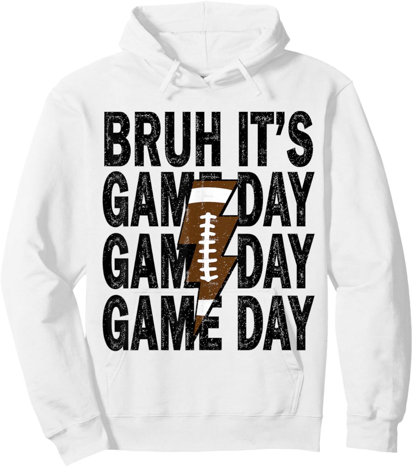 Bruh It's Game Day Football Season Boys Teens Kids Men Hoodie - Hoodie | White