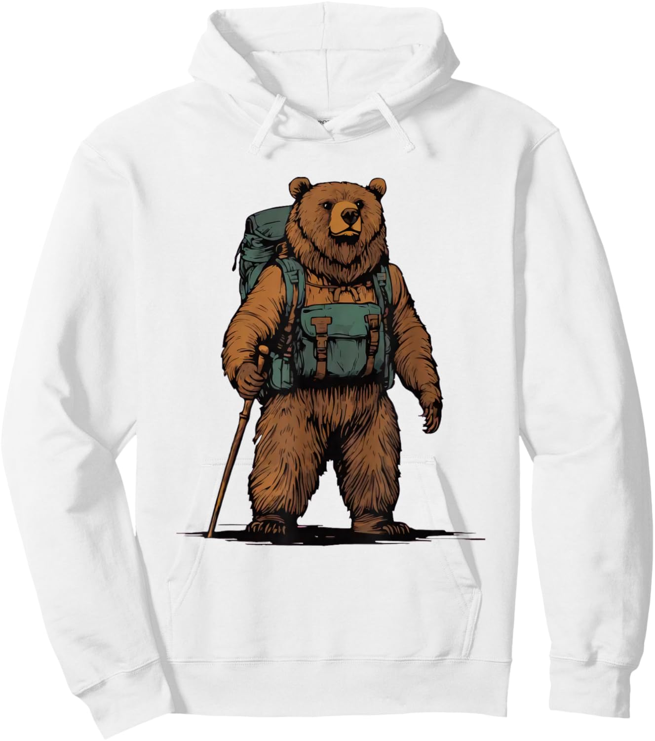 Grizzly Backpacker Mountain Forest Wildlife Camping Hiking Hoodie - Hoodie | White
