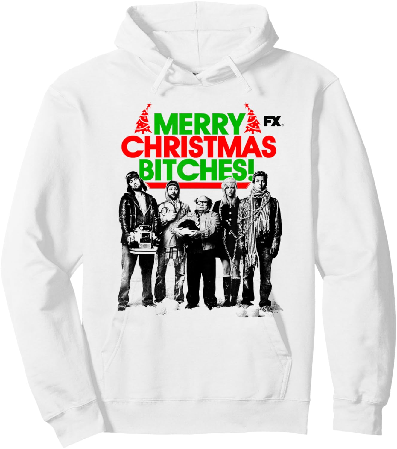 It's Always Sunny Merry Christmas from The Gang Holiday Hoodie - Hoodie | White