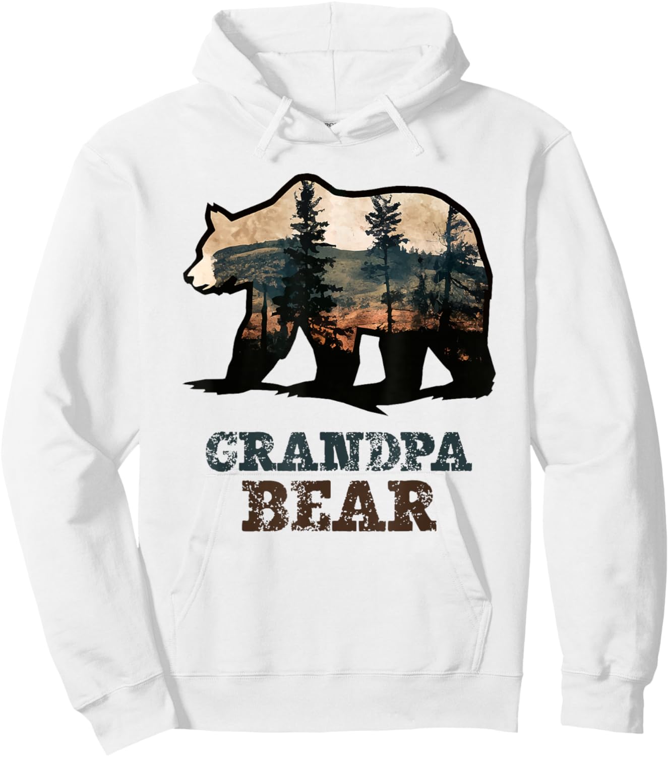 Grandpa Bear Vintage Retro Funny Hoodie - Hoodie | White