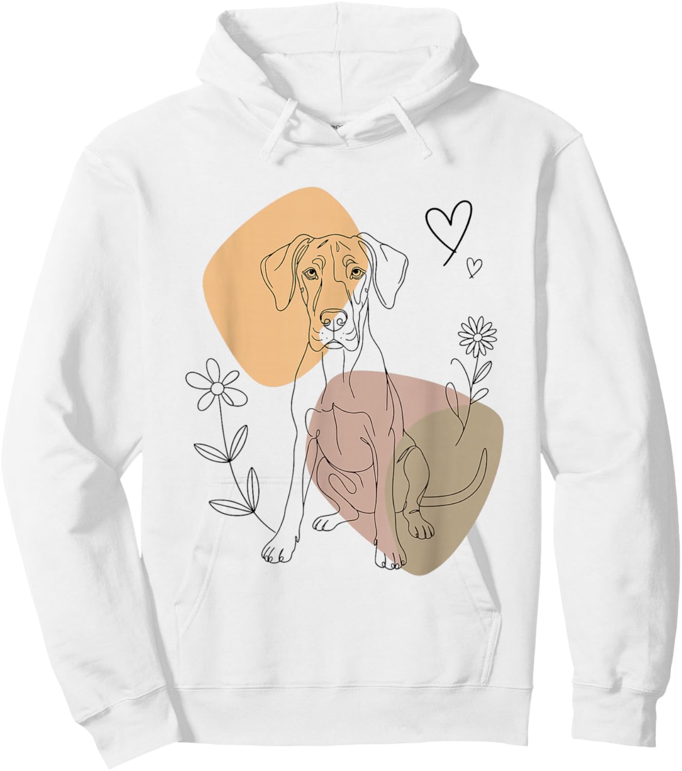 Line Art Great Dane Minimalist Hoodie - Hoodie | White