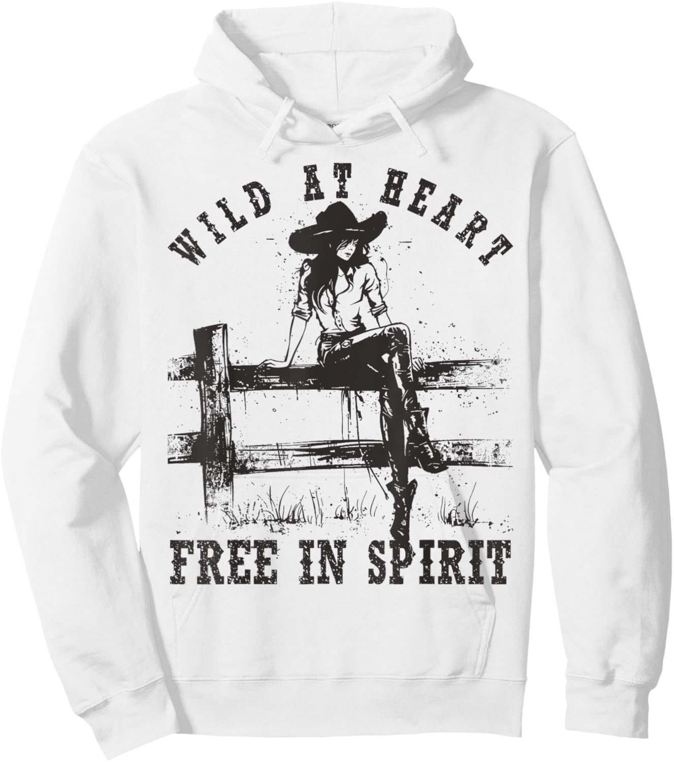 Wild at Heart Free in Spirit Cowgirl Vintage Western Hoodie - Hoodie | White