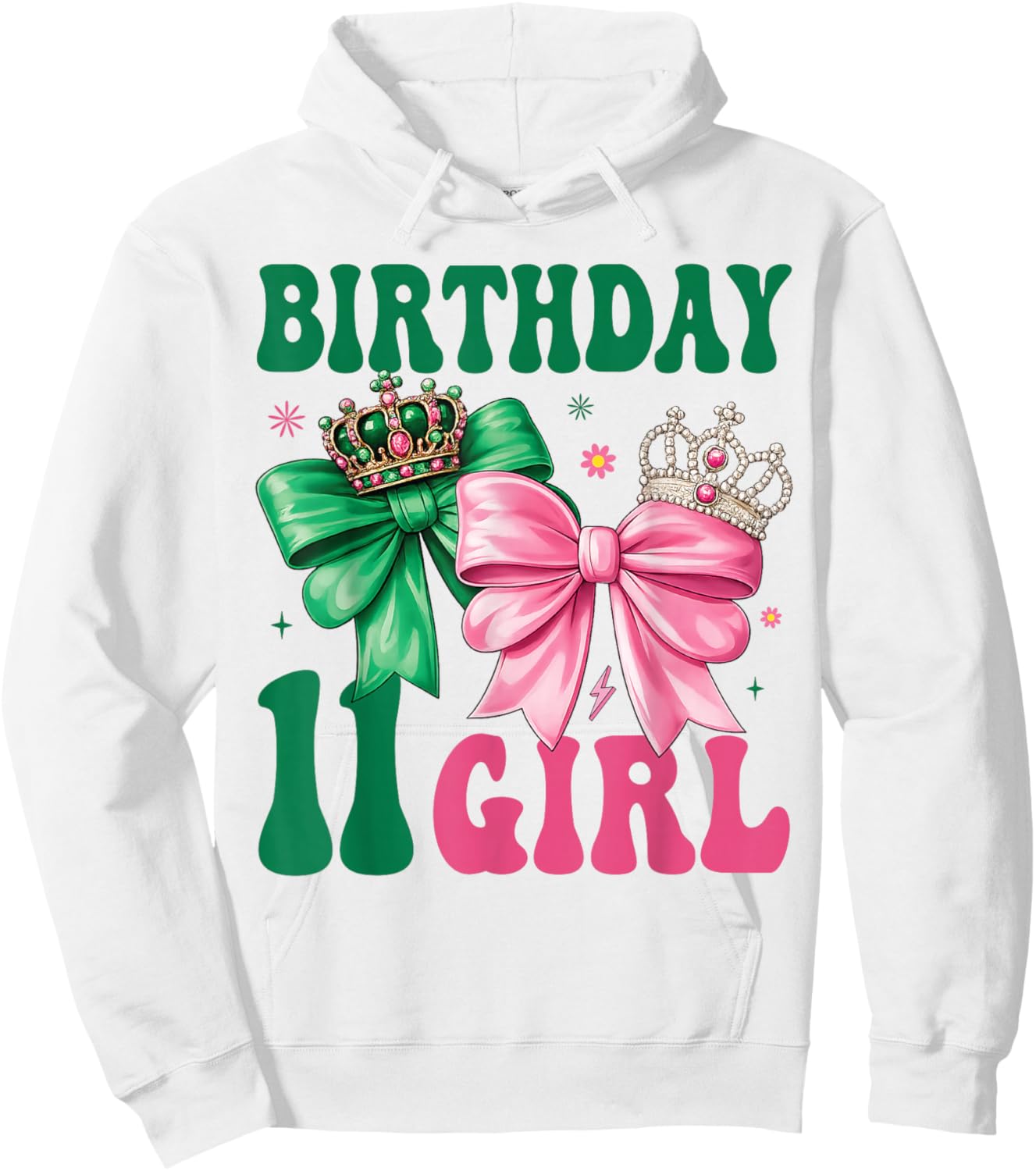 11th Birthday Girl Its My 11th Birthday Pink Coquette Bow Hoodie - Hoodie | White