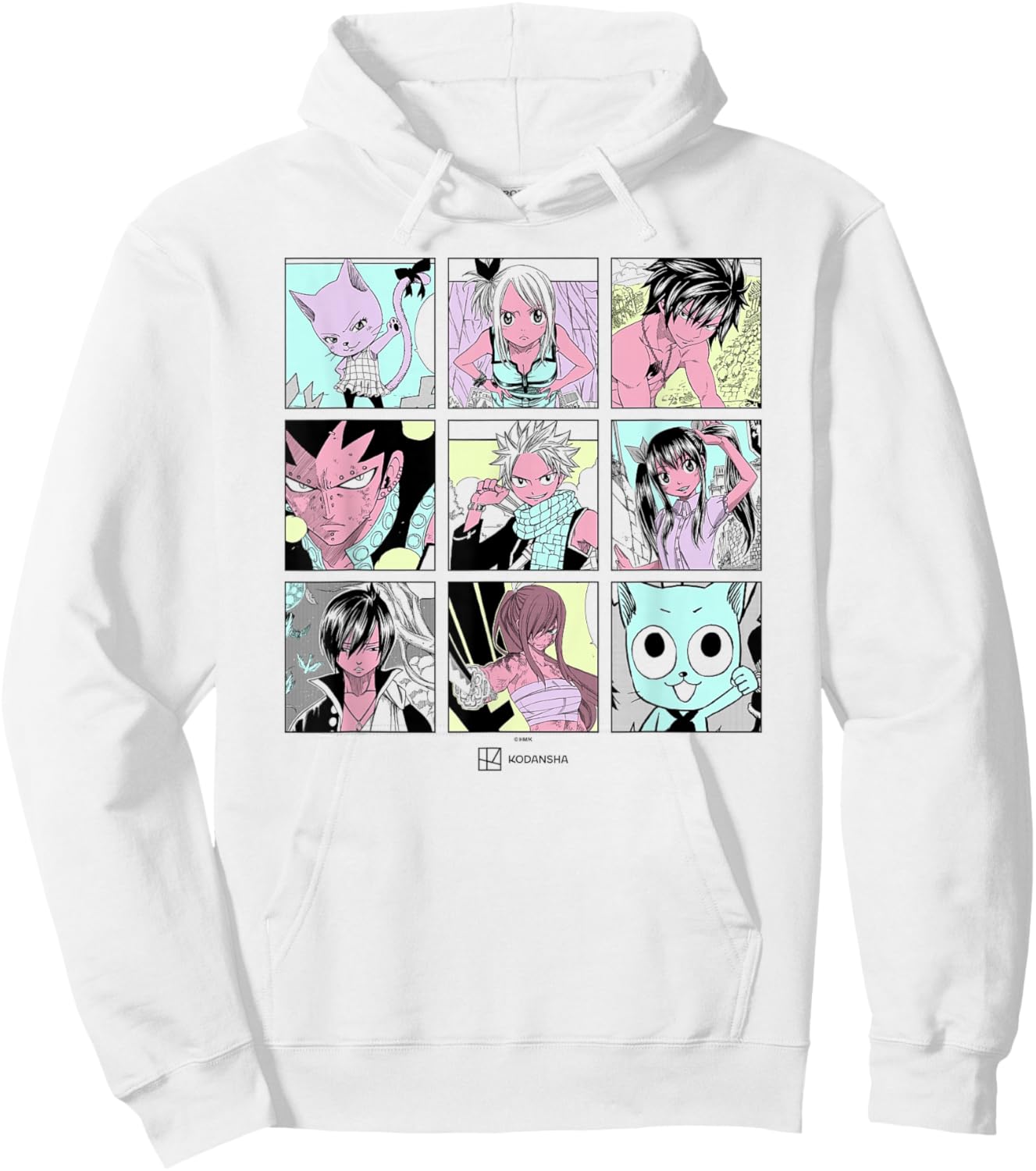 Fairy Tail Main Characters Box Up Retro Manga Panels Hoodie - Hoodie | White