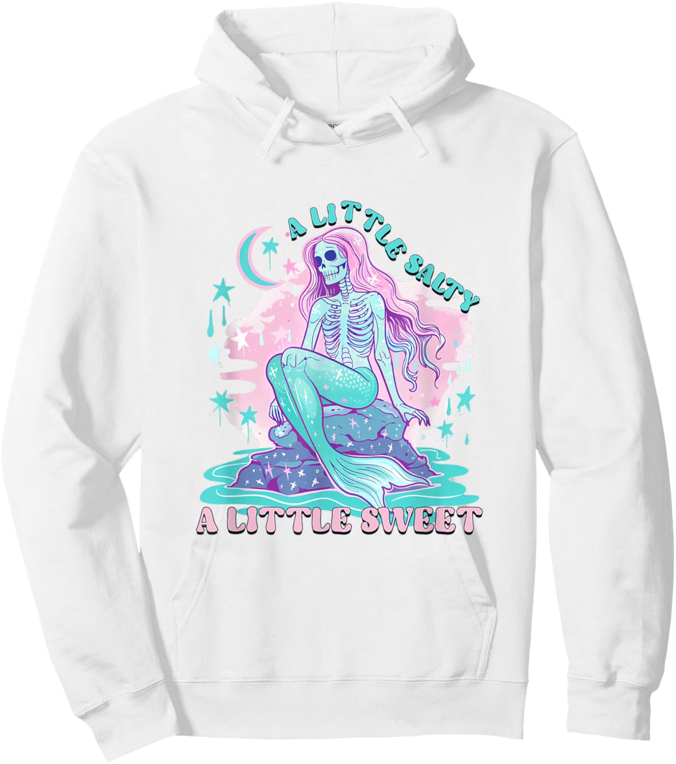 A Little Salty A Little Sweet Mermaid Skeleton Summerween Men Women Hoodie - Hoodie | White