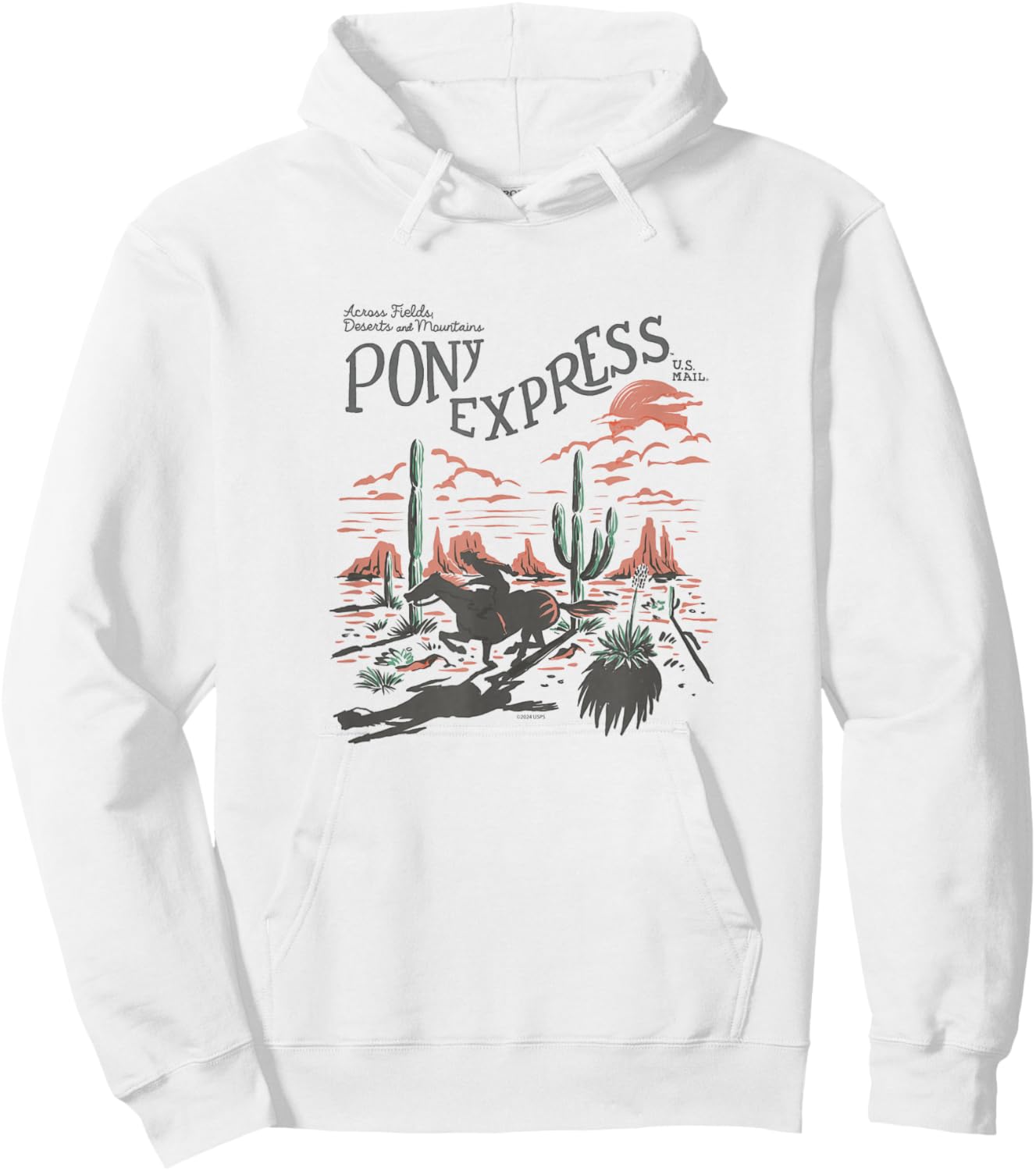 USPS - Pony Express Across Fields, Deserts, and Mountains Hoodie - Hoodie | White