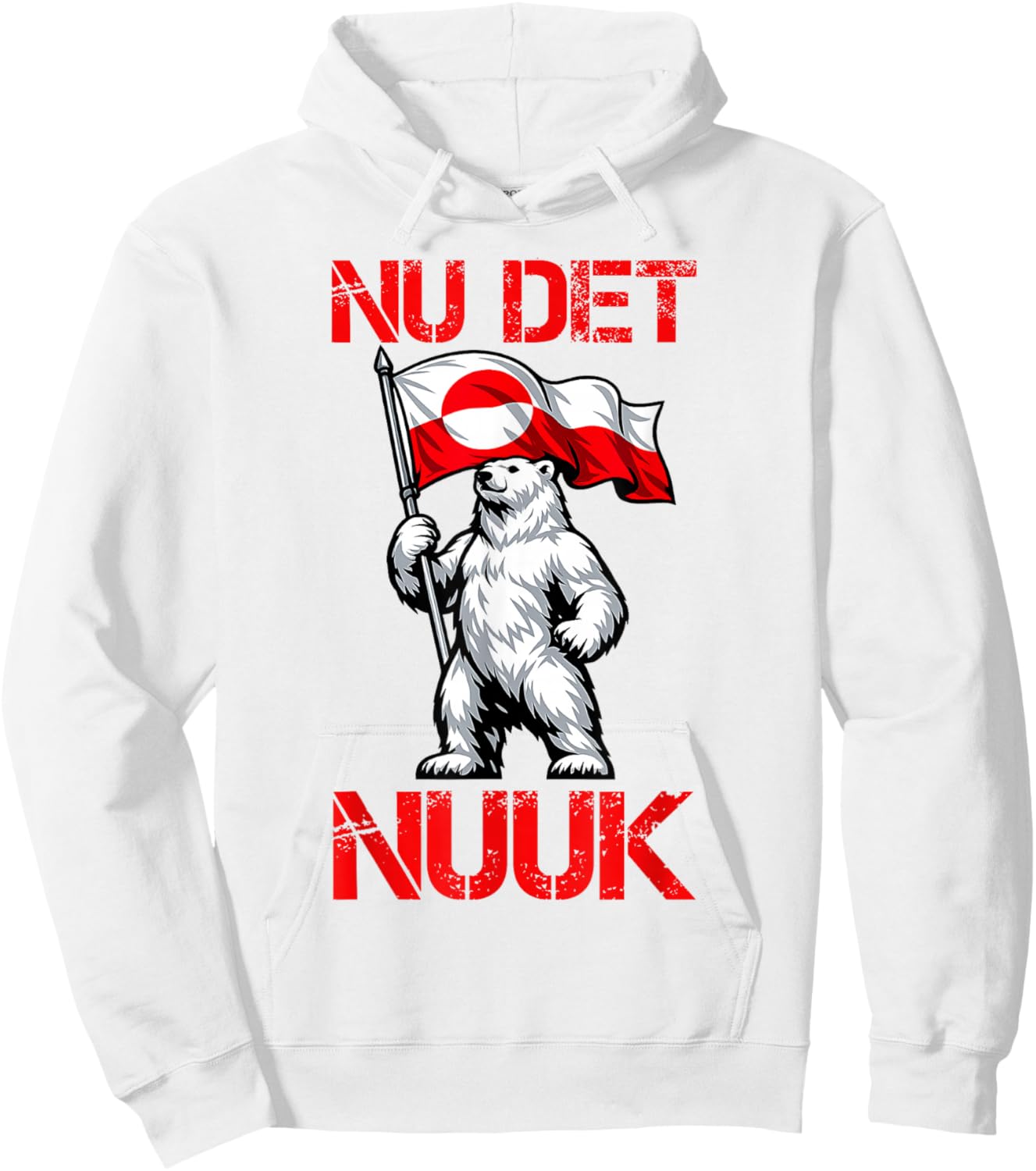Nu det Nuuk! It's Enough Now! Polar Bear Flag Hoodie - Hoodie | White