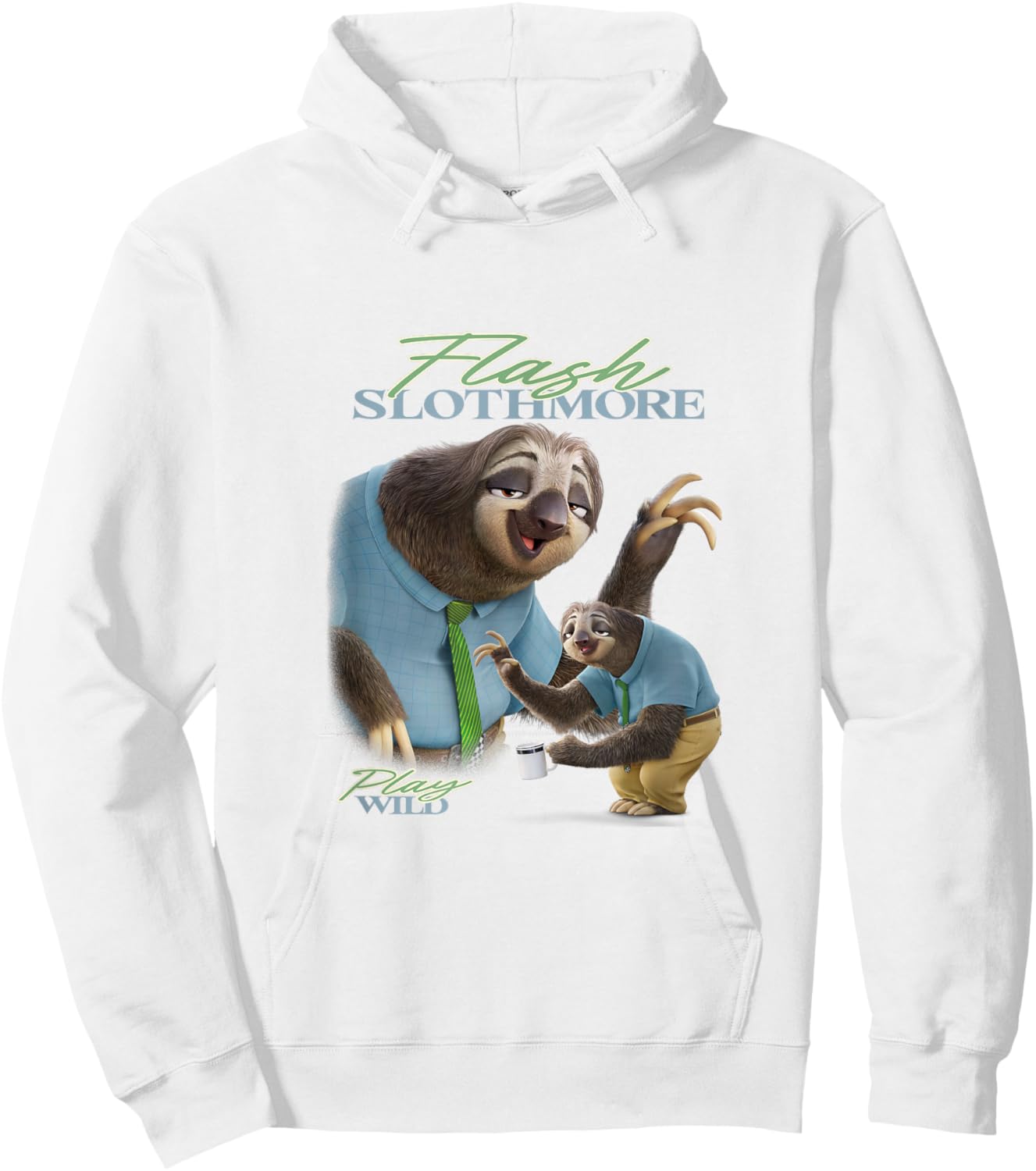 Disney Zootopia 2 Flash Slothmore Play Wild Wave with Coffee Hoodie - Hoodie | White