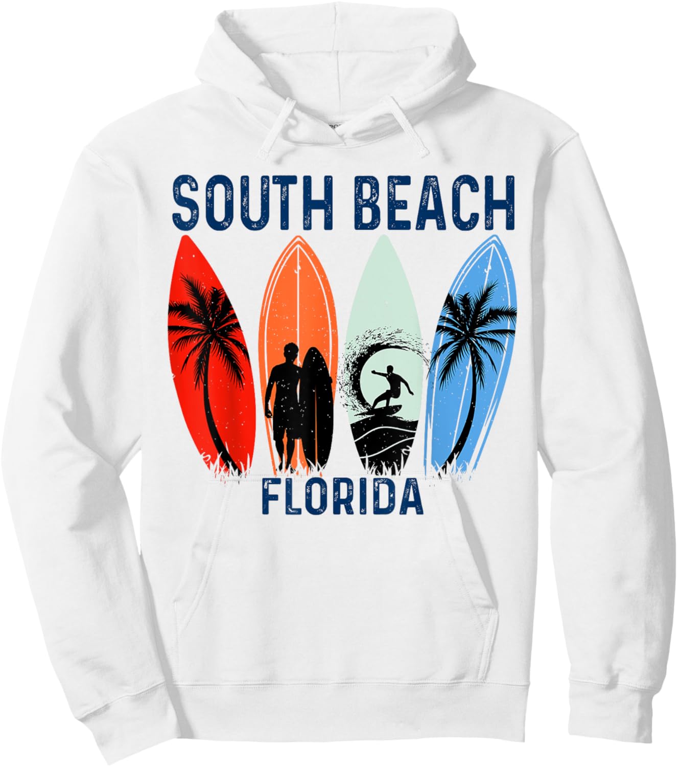 Retro South Beach Florida Surfing Beach Men Women Kids Hoodie - Hoodie | White
