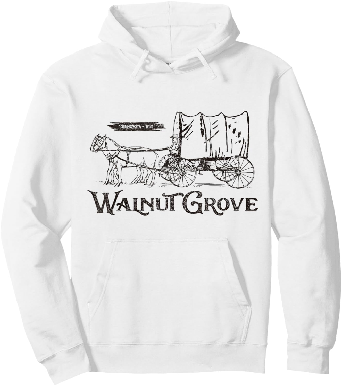 Walnut Grove 1874 Minnesota USA, Wagon des prairies Hoodie - Hoodie | White