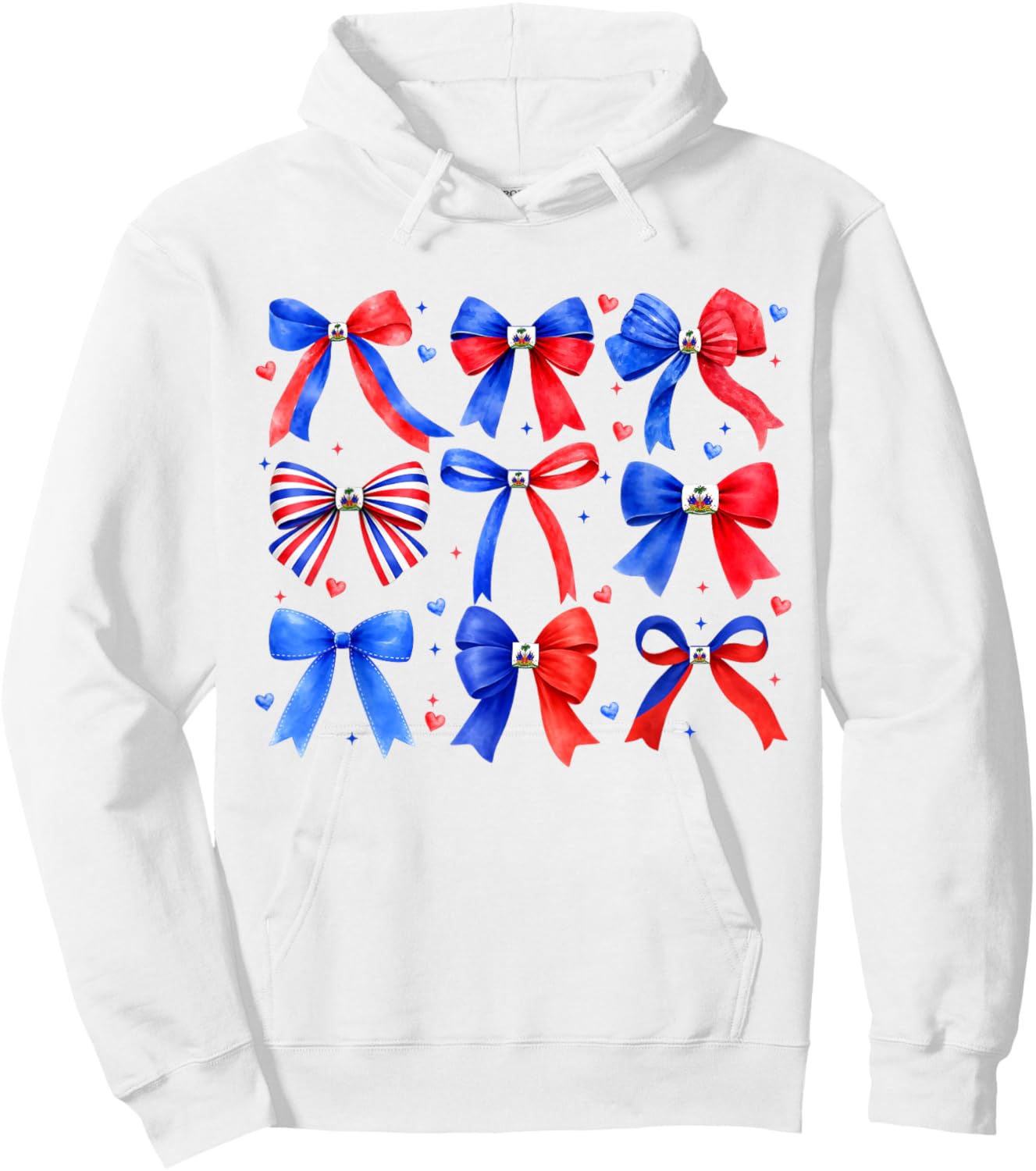 Cute Coquette Haitian Flag Day Haiti Pride Women Girl Hoodie - Hoodie | White