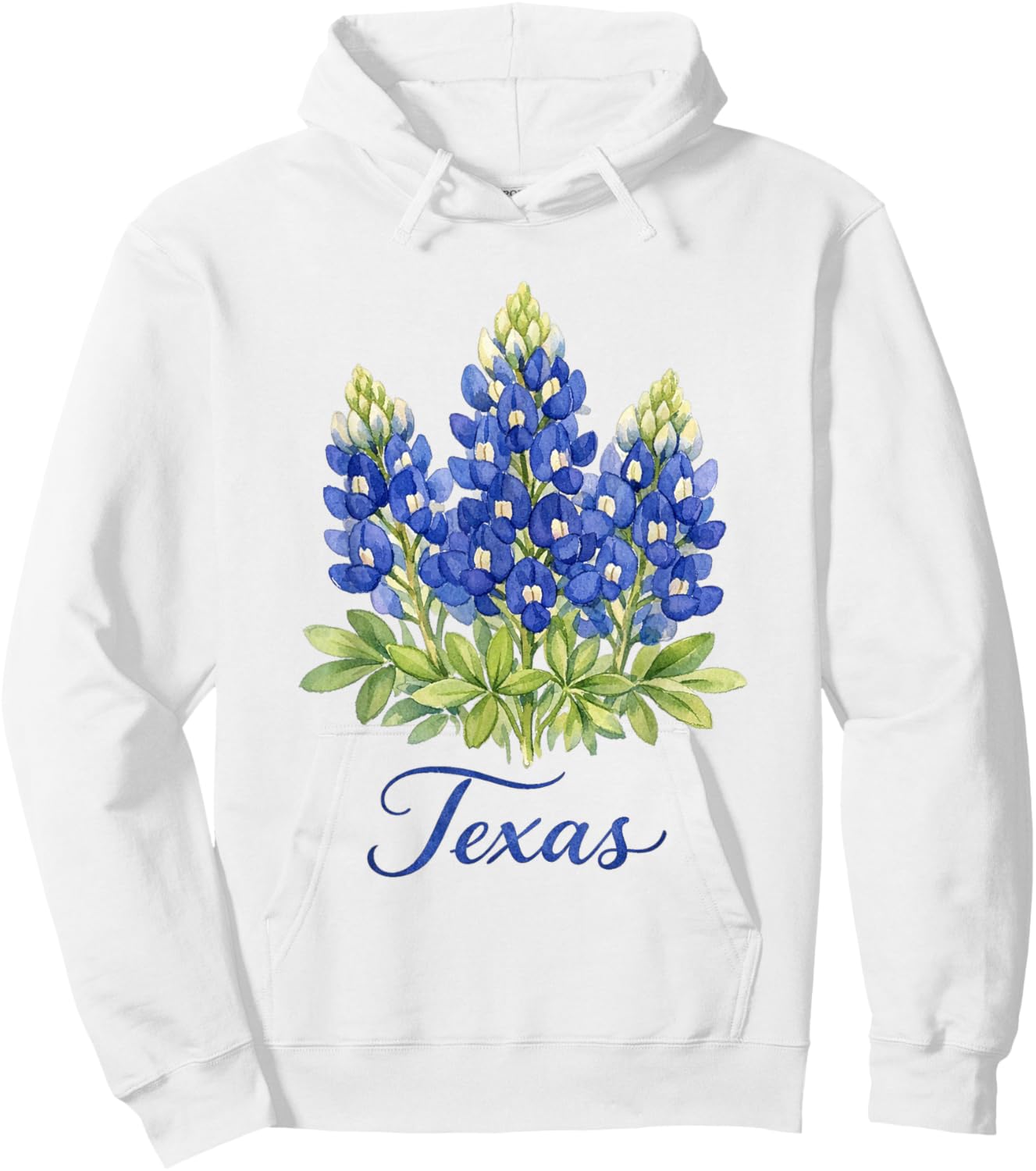 Texas Floral Art Bluebonnet Botanical Hoodie - Hoodie | White