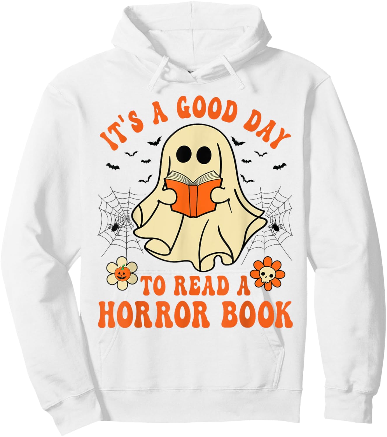 It's A Good Day To Read A Horror Book Lovers Halloween Ghost Hoodie - Hoodie | White