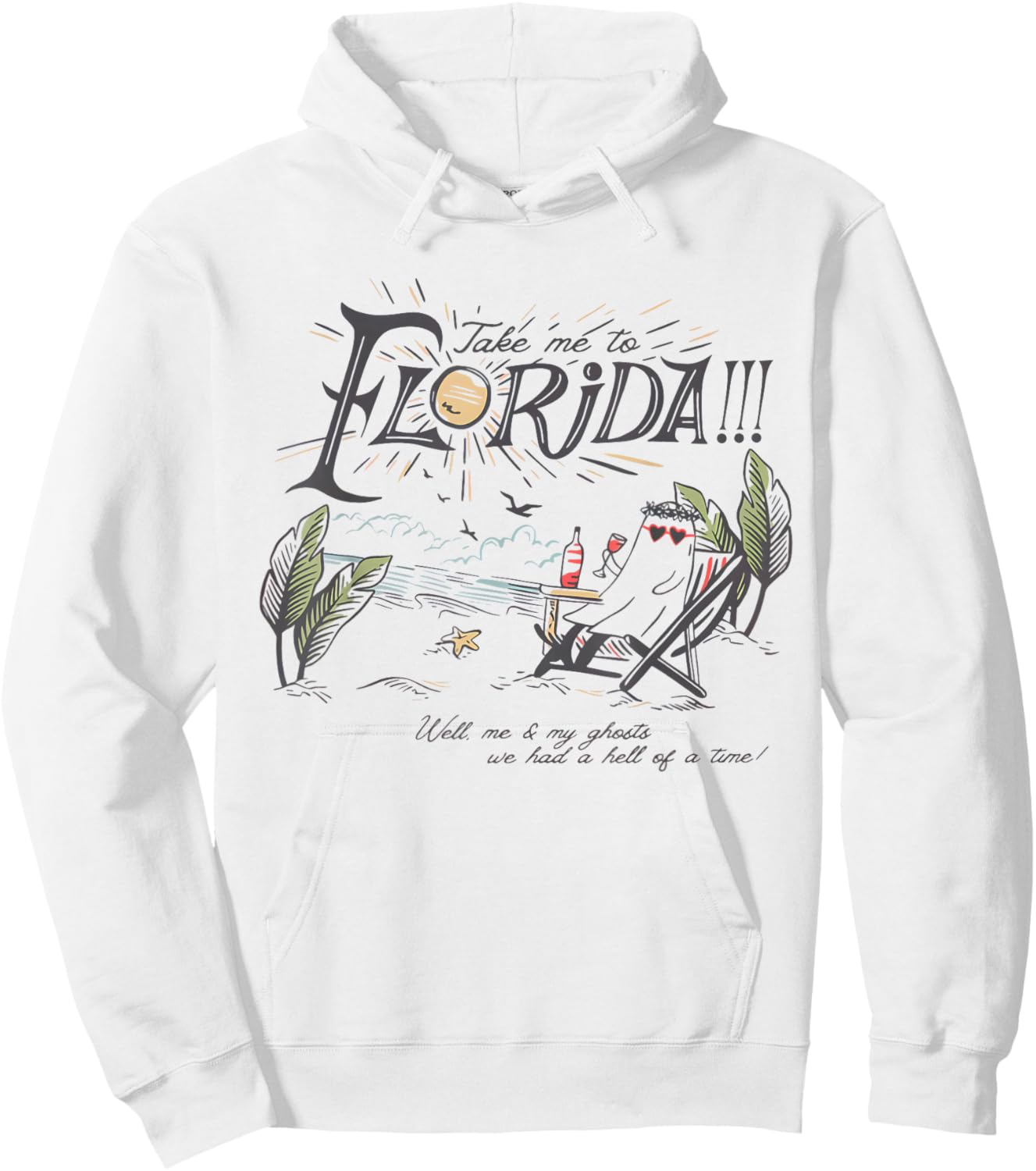 Take Me to The Florida Funny Ghost On The Beach Hoodie - Hoodie | White
