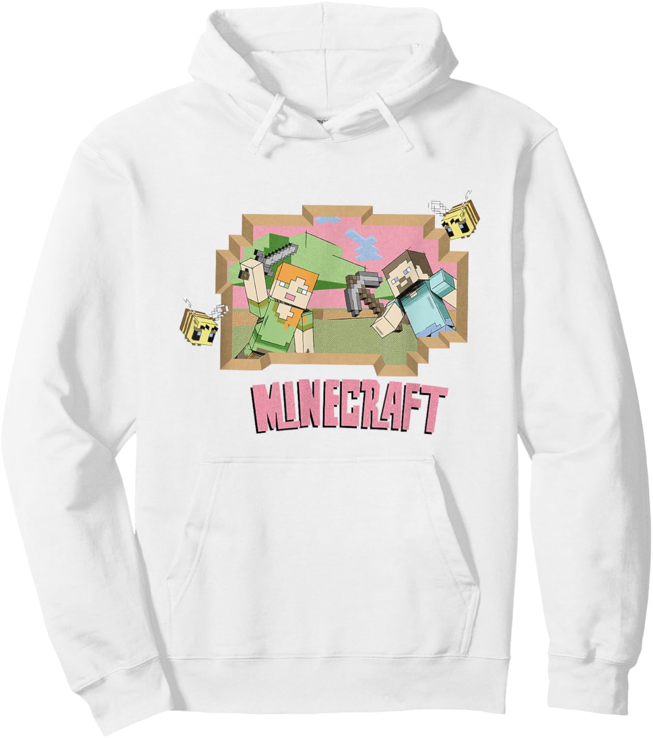 Minecraft Steve & Alex On An Adventure Vintage Hoodie - Hoodie | White