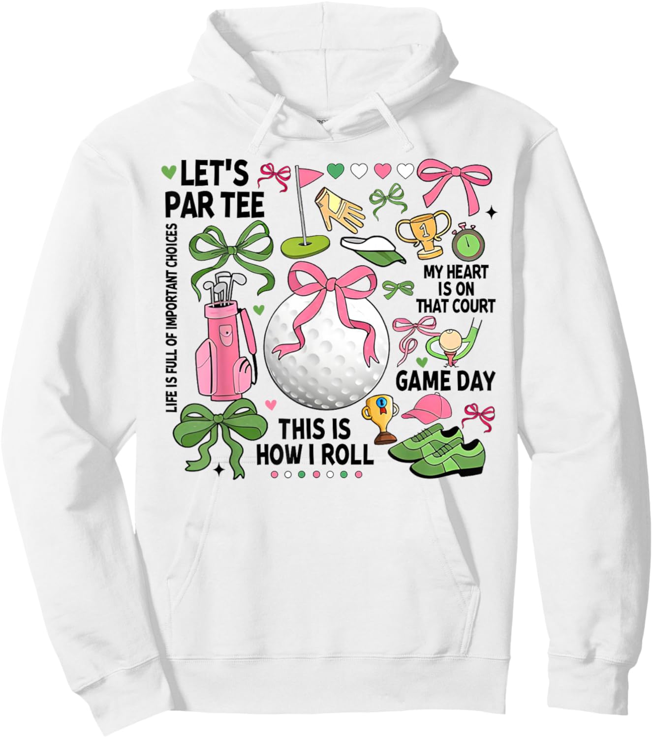 Golf Game Day Coquette Bow Golf Girls Hoodie - Hoodie | White