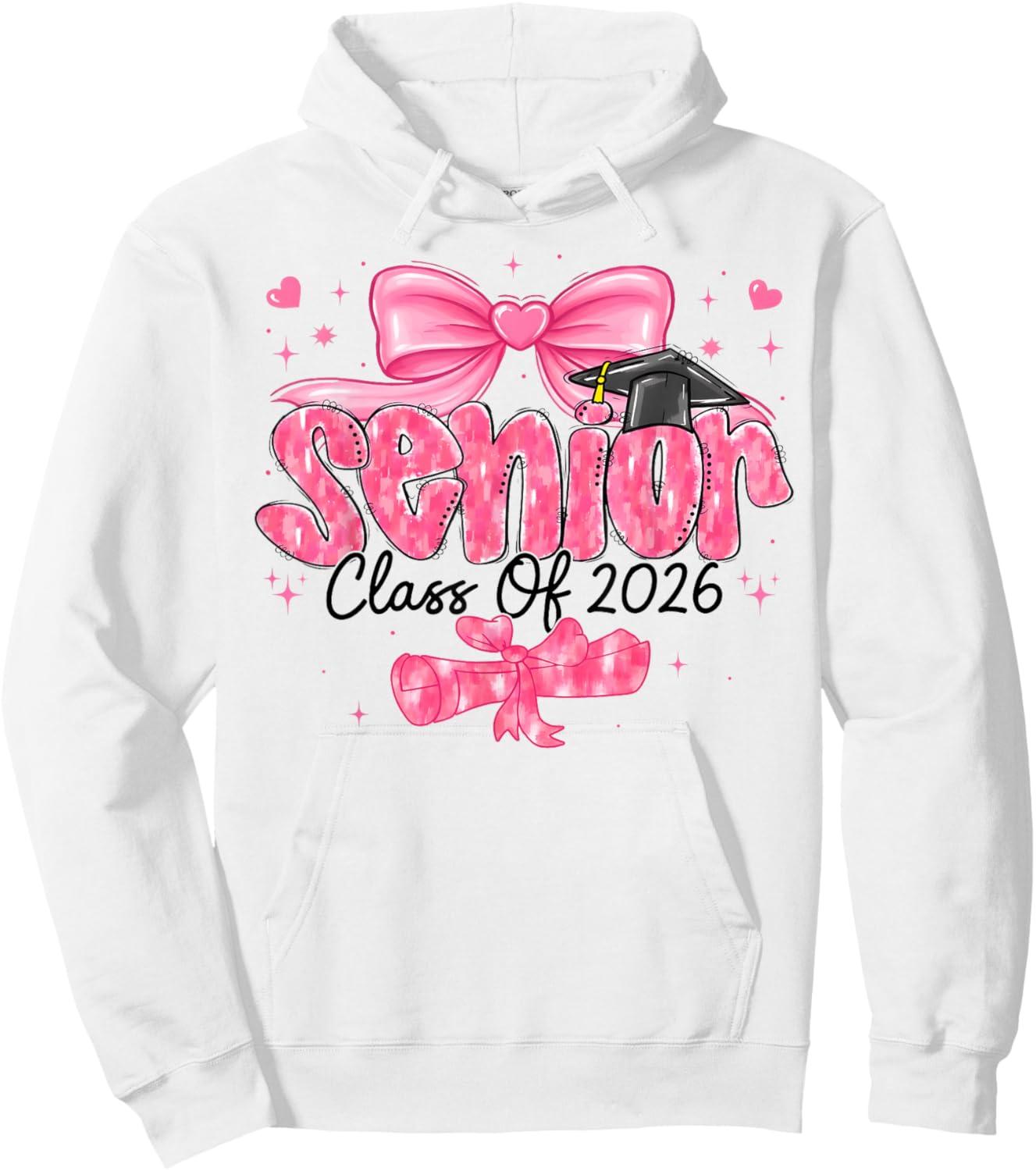 Graduation 2026 Class of 2026 Senior Pink Coquette Bow Hoodie - Hoodie | White