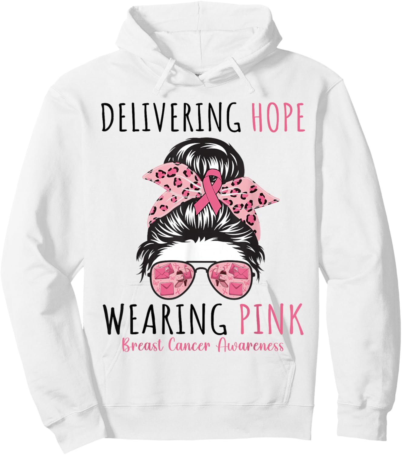 Postal Carrier Breast Cancer Awareness Women Pink Ribbon Hoodie - Hoodie | White