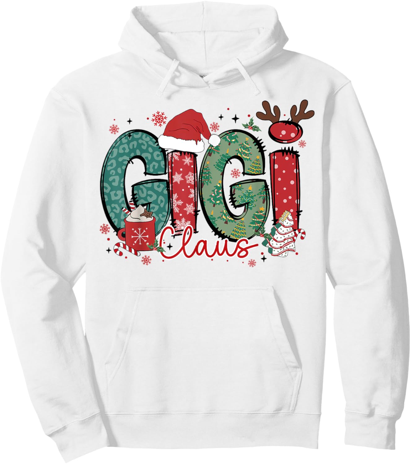 Gigi Claus Christmas Pajama Santa Claus Family Matching Hoodie - Hoodie | White