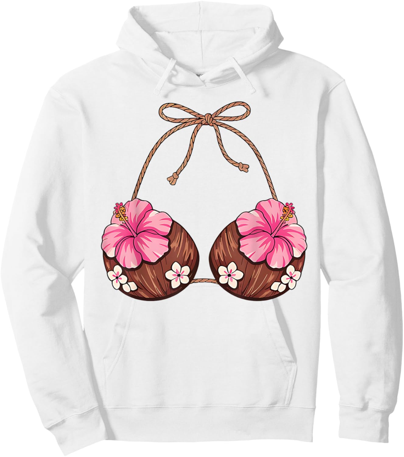 Coconut Bra Hawaiian Tropical Costume Luau Party Hawaii Girl Hoodie - Hoodie | White