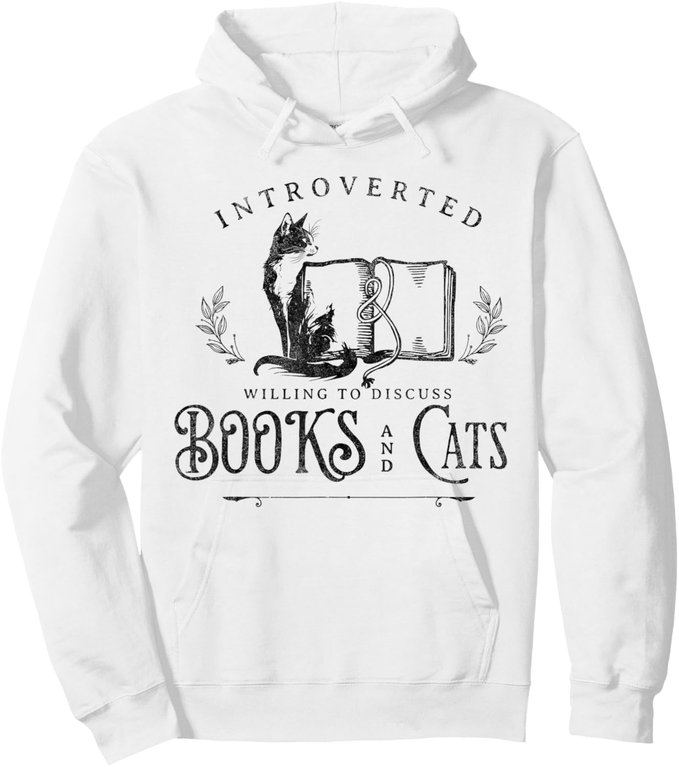 Introverted But Willing to discuss Cats and Books Hoodie - Hoodie | White