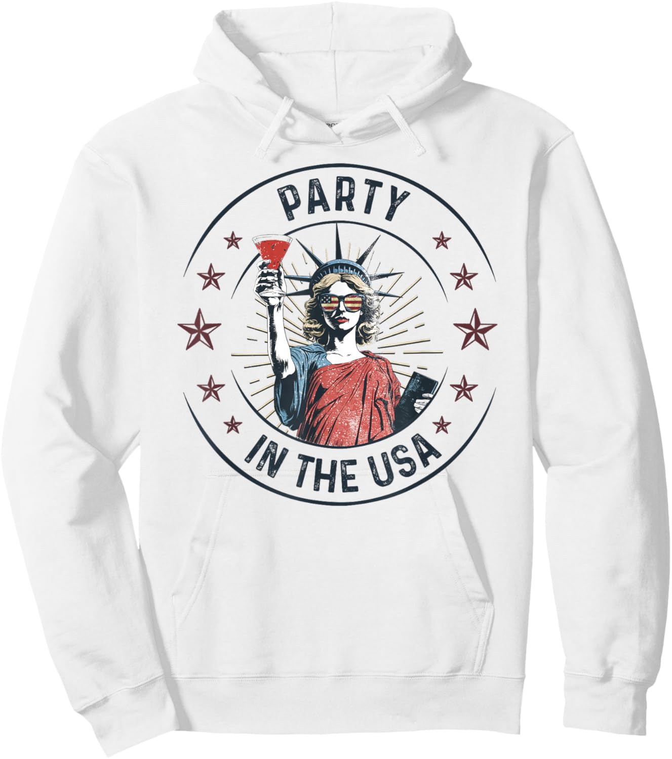 Vintage Retro Party in the USA 4th Of July Lovers Drinking Hoodie - Hoodie | White