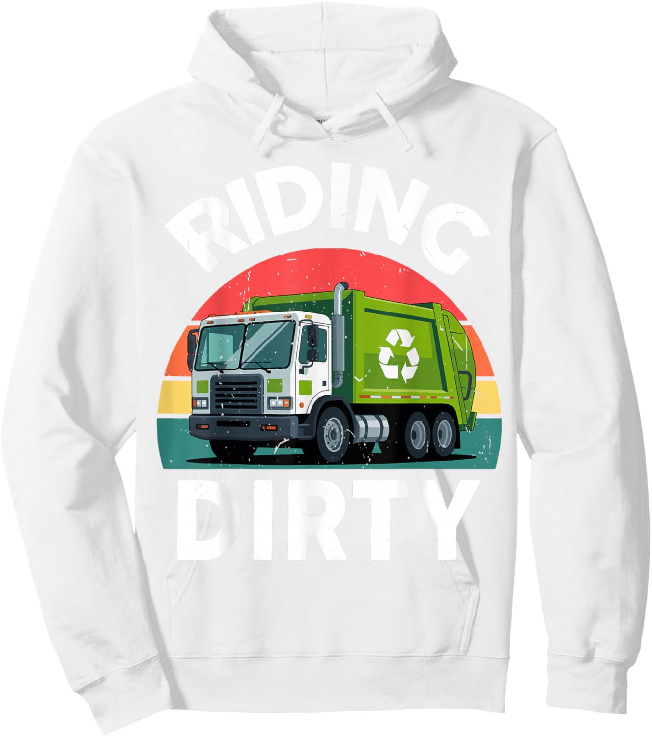 Toddler Riding Dirty Garbage Truck Funny Recycling Boy Baby Hoodie - Hoodie | White