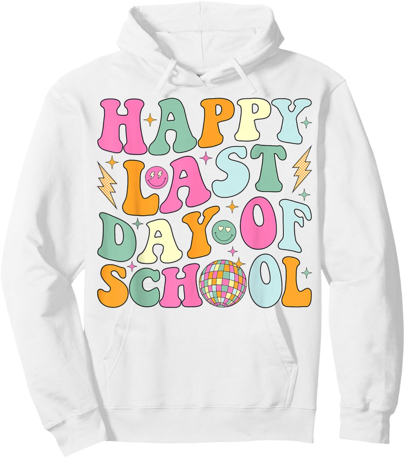 Happy Last Day Of School Groovy Teacher Student Graduation Hoodie - Hoodie | White