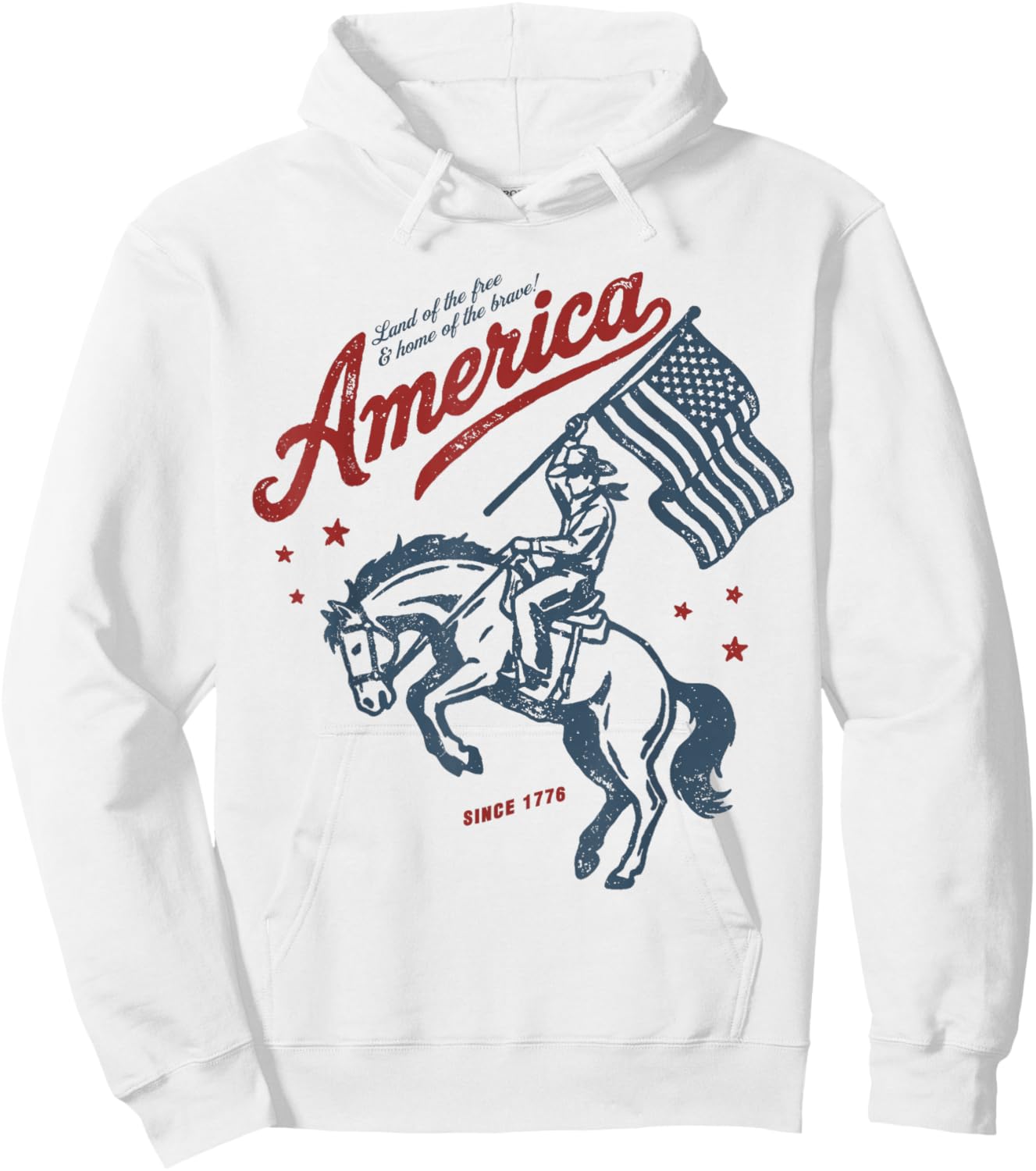America Land of The Free Home of The Brave Rodeo Cowboy Hoodie - Hoodie | White