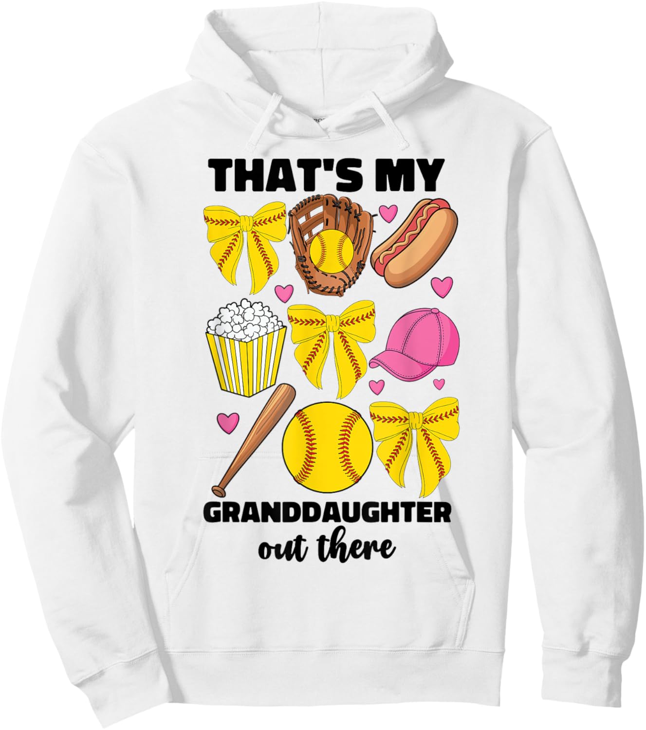 That's My Granddaughter Out There Softball Grandma Hoodie - Hoodie | White