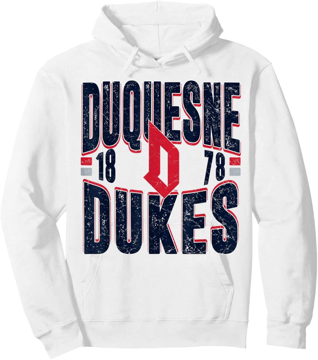 Duquesne Dukes Vintage 90's Retro White Officially Licensed Hoodie - Hoodie | White