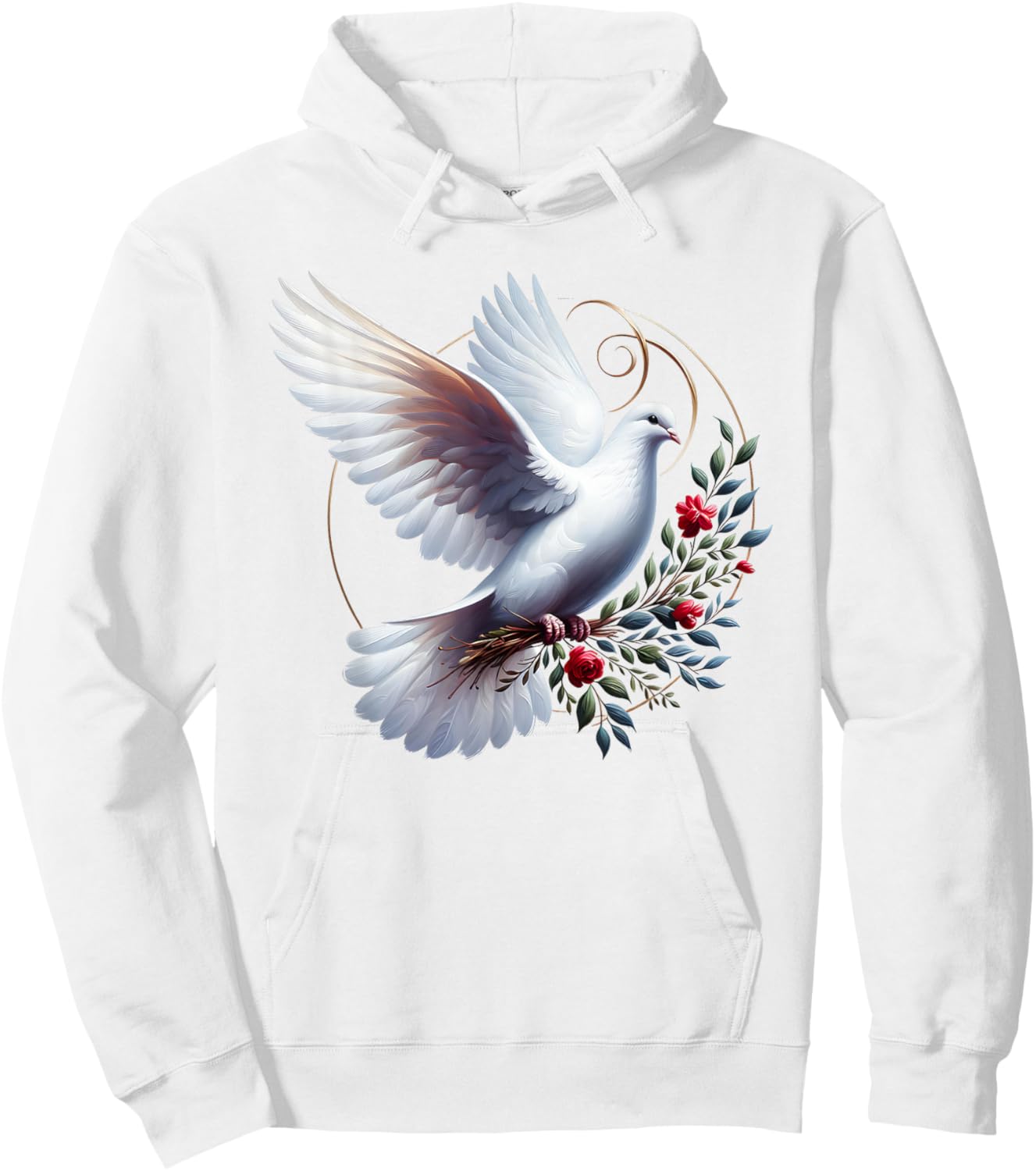 Elegant Flight of the Peaceful White Dove Bird Floral Art Hoodie - Hoodie | White