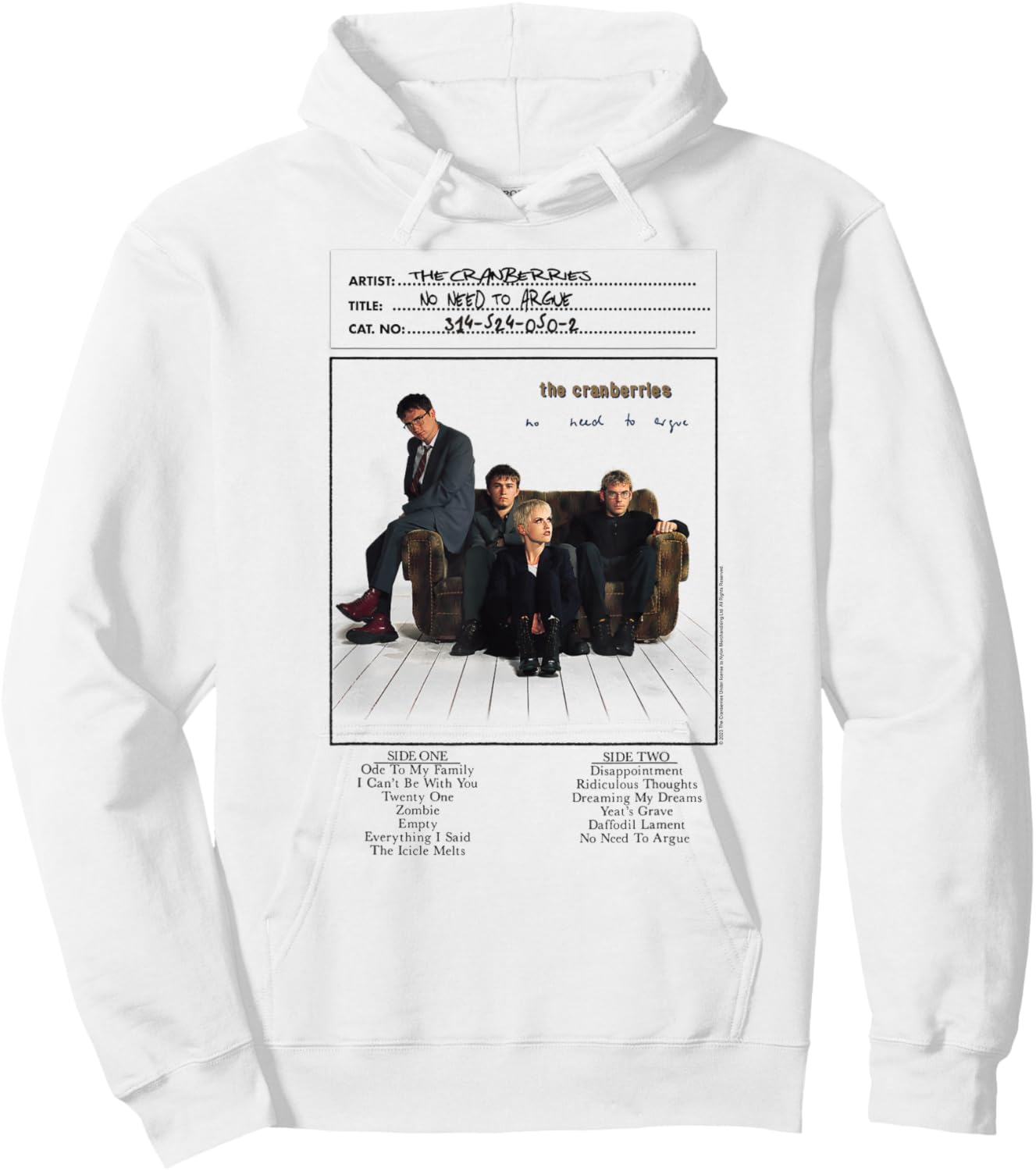 The Cranberries No Need to Argue Vinyl Handwritten Band Hoodie - Hoodie | White