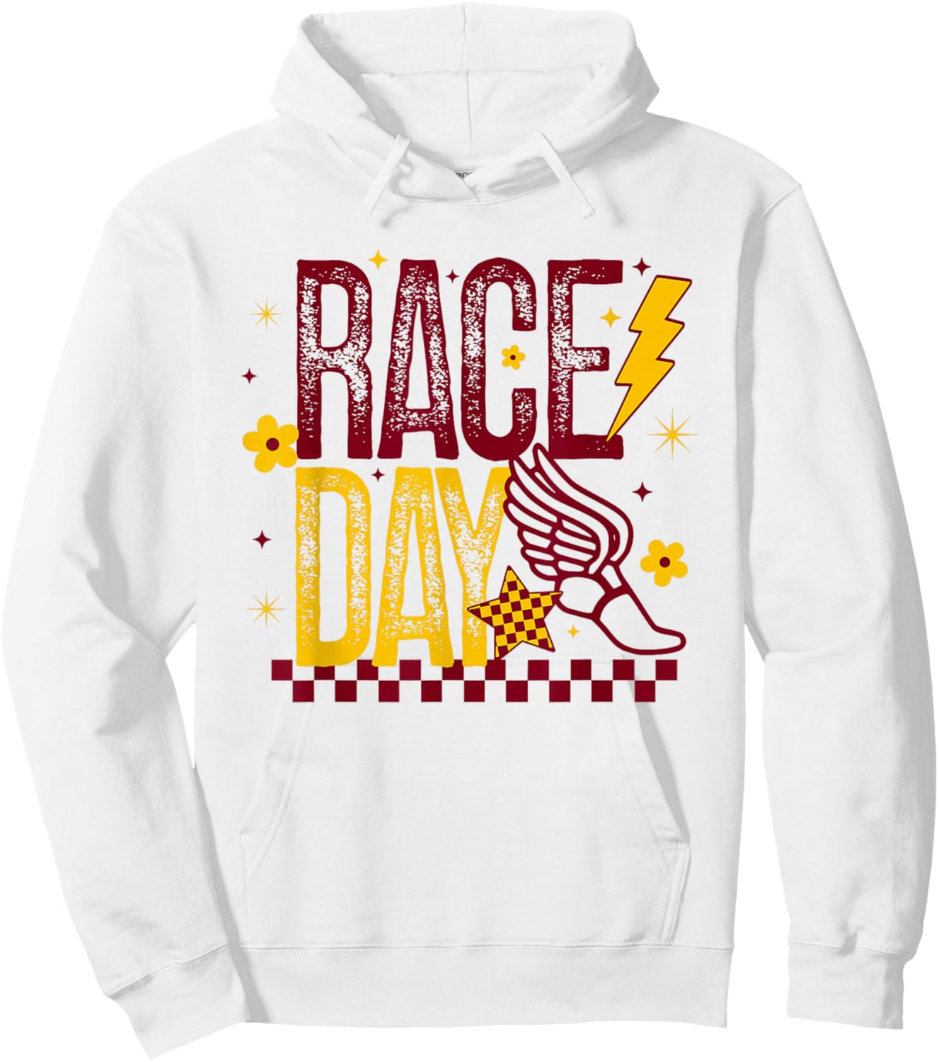 Cross Country Race Day Runner Track and Field Maroon & Gold Hoodie - Hoodie | White