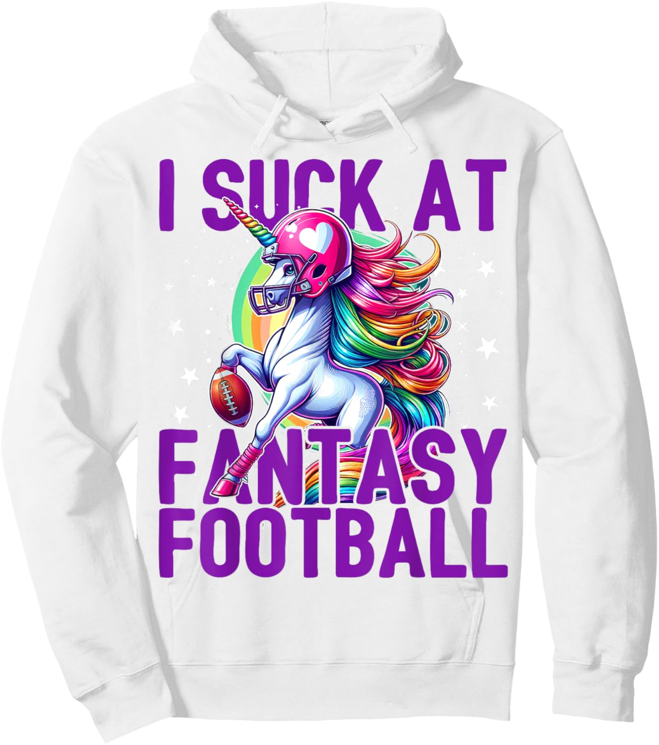 I Suck at Fantasy Football Unicorn Rainbow Loser Men Hoodie - Hoodie | White