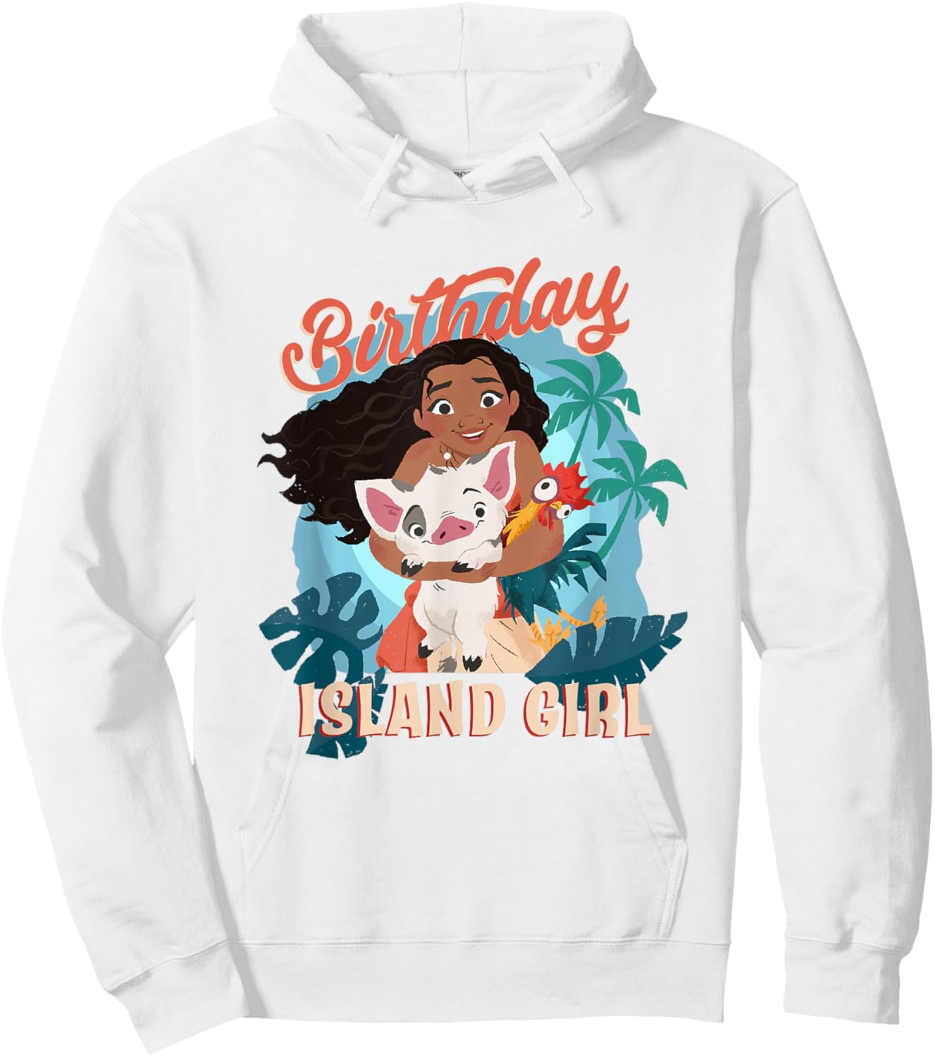 Disney Moana Birthday Island Girl Moana Pua HEI HEI Big Logo Hoodie - Hoodie | White