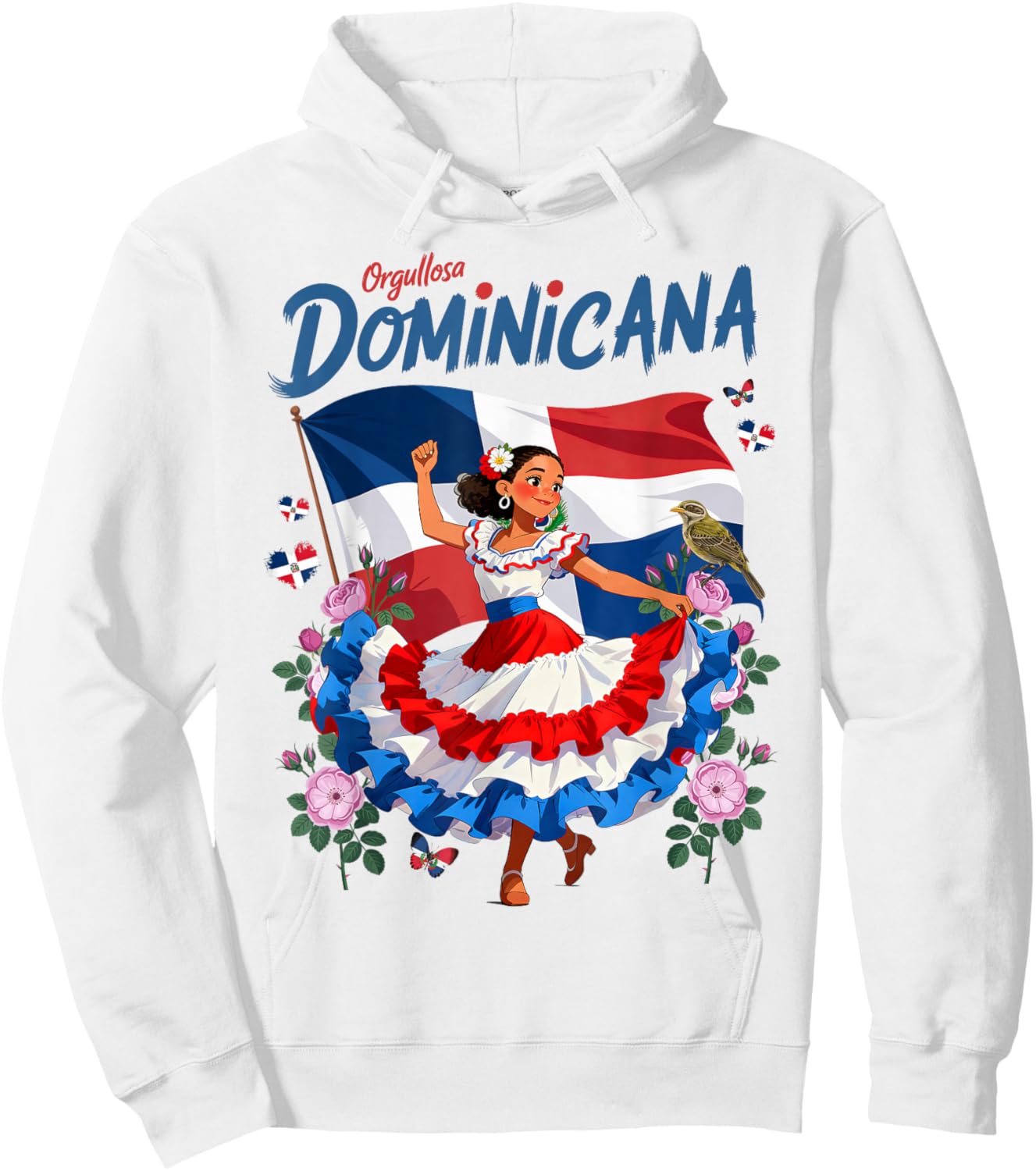Dominicana Outfit Idea for Girls Dominican Republic Flag Hoodie - Hoodie | White