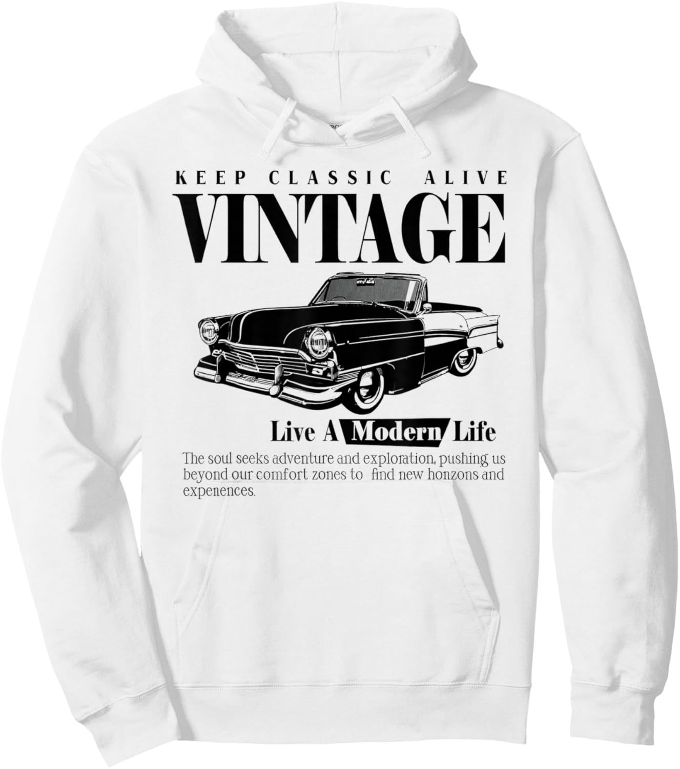 Keep Classic Alive Vintage Y2k Hoodie - Hoodie | White