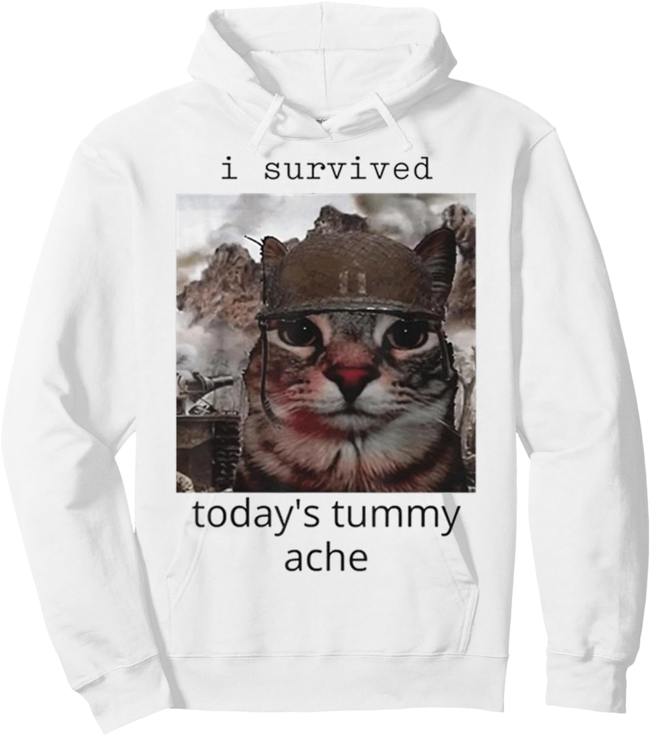 I survived today's tummy ache Cat Hoodie - Hoodie | White