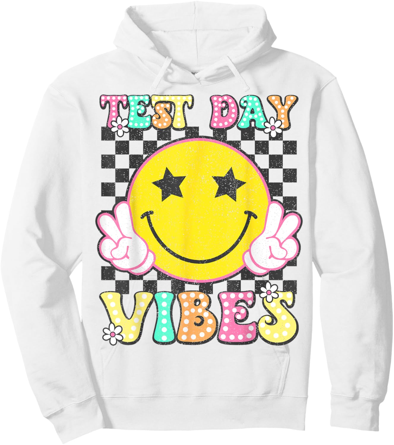 Test Day Vibes Retro Groovy Testing Day Teacher Student Hoodie - Hoodie | White