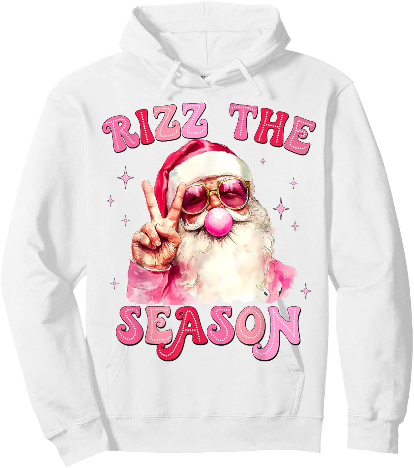 Rizz The Season Santa Pink Bubble Gum Rizzmas Christmas Kids Hoodie - Hoodie | White