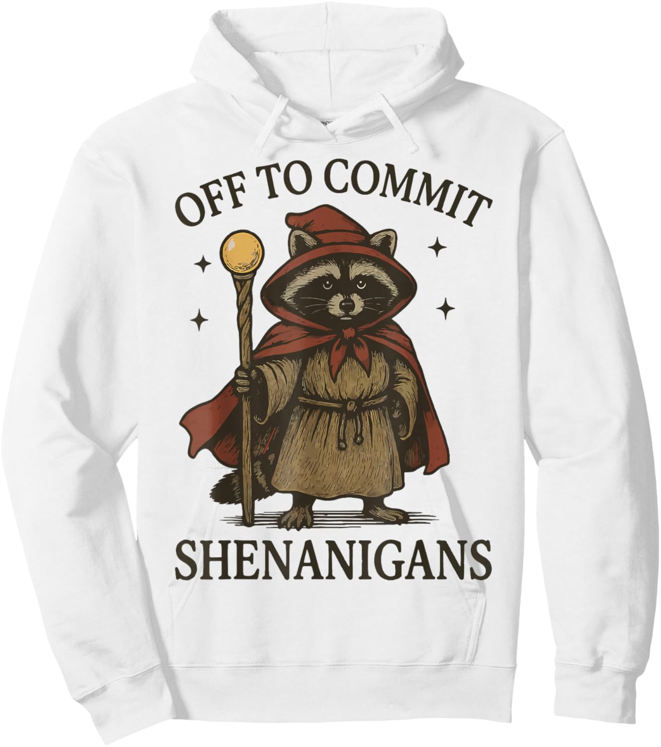 Off to Commit Shenanigans Raccoon Hoodie - Hoodie | White