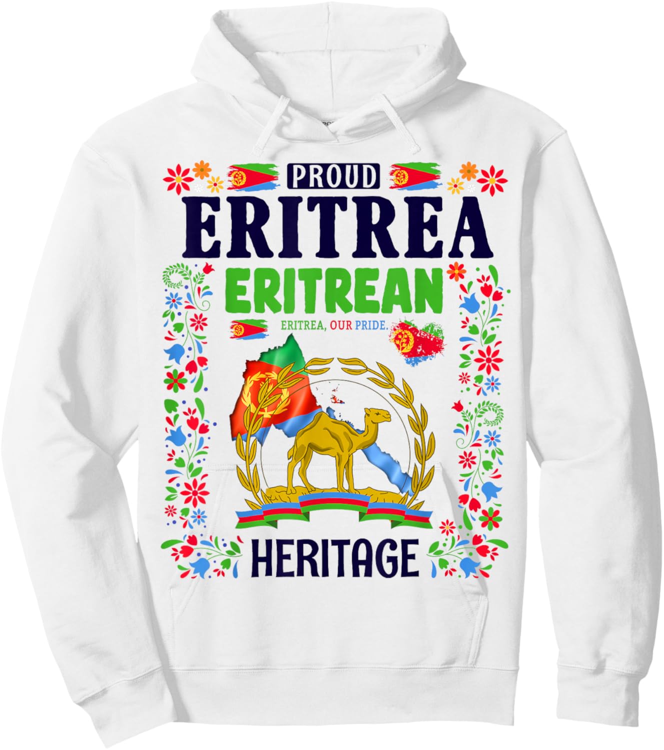 Eritrea Flag Themed Outfit Idea For Kids With Eritrean Flag Hoodie - Hoodie | White