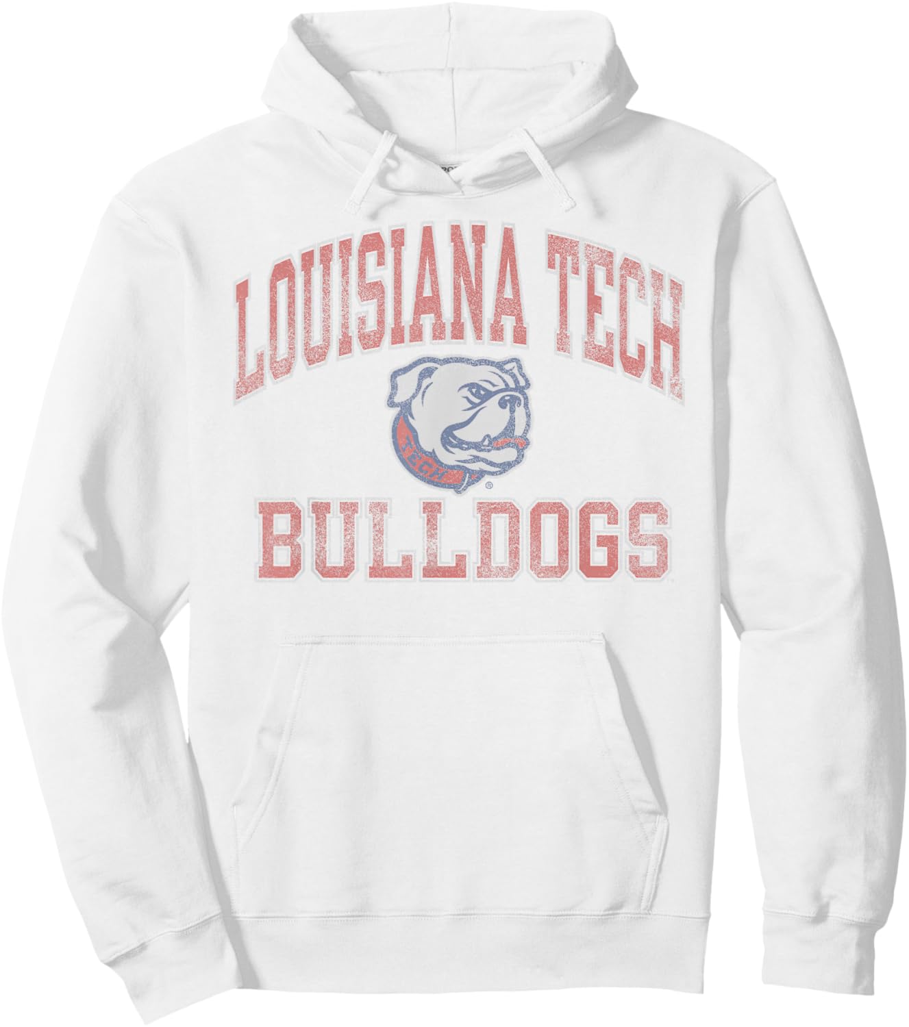 Louisiana Tech Bulldogs Vintage Worn Gray Hoodie - Hoodie | White