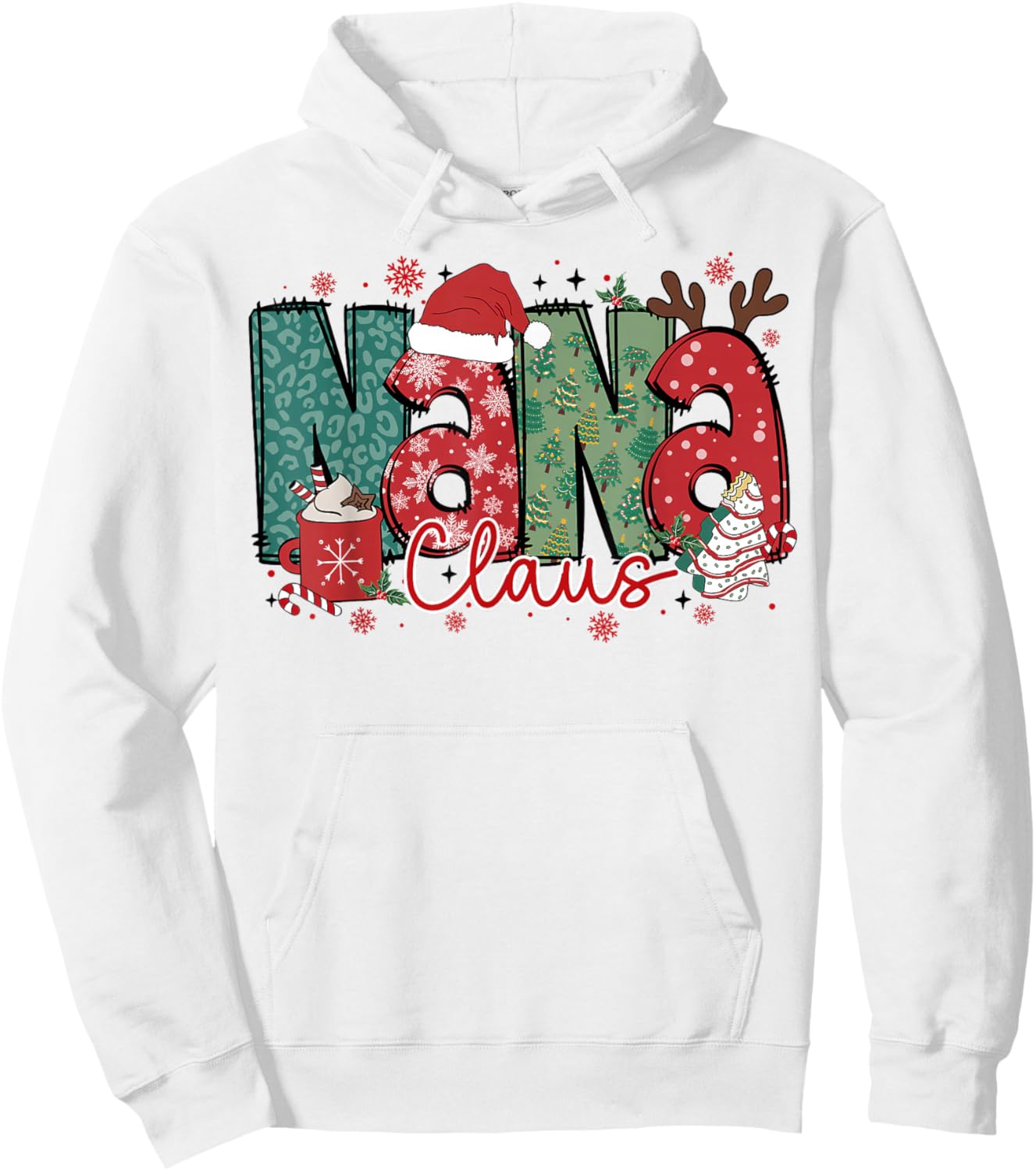 Nana Claus Christmas Pajama Santa Claus Family Matching Hoodie - Hoodie | White