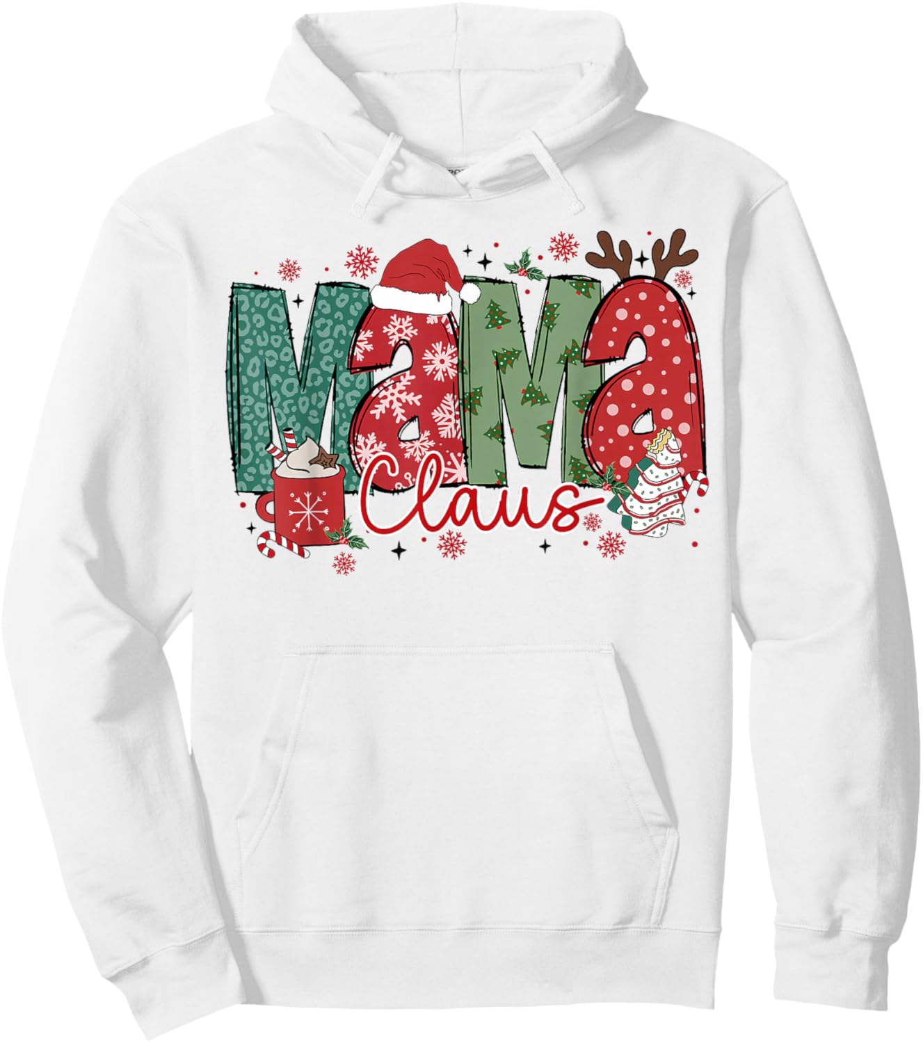 Mama Claus Christmas Pajama Santa Claus Family Matching Hoodie - Hoodie | White