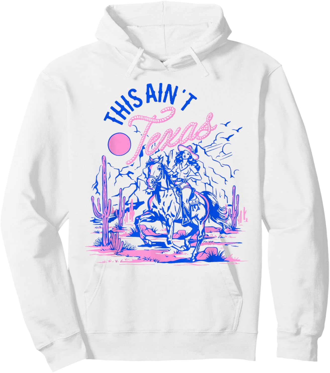 This Ain’t Texas Cowgirl Queen Bee Silhouette Texas Holdem Hoodie - Hoodie | White